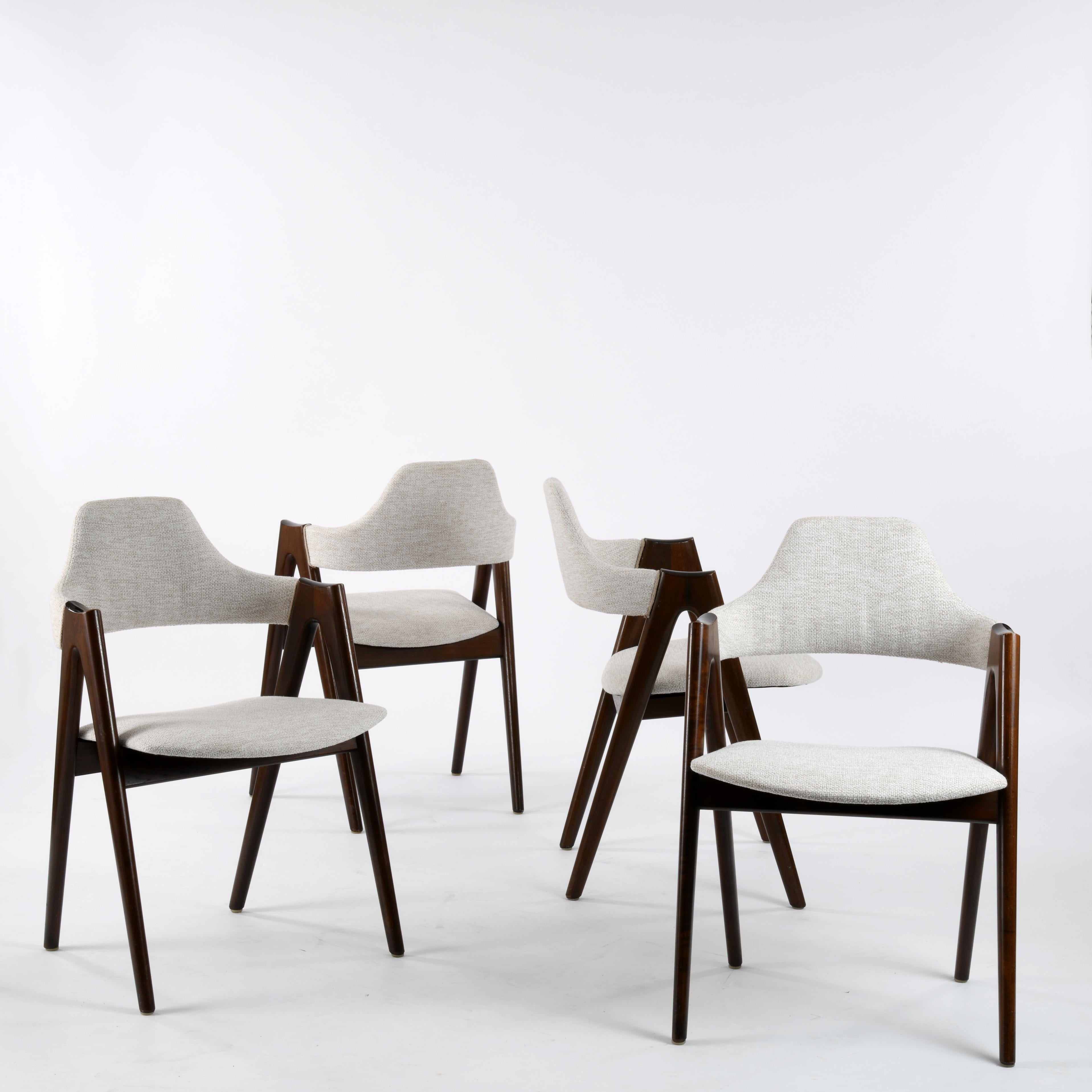 Danish 4 Vintage Dinning Teak Compas Chair Design Kai Kristiansen
