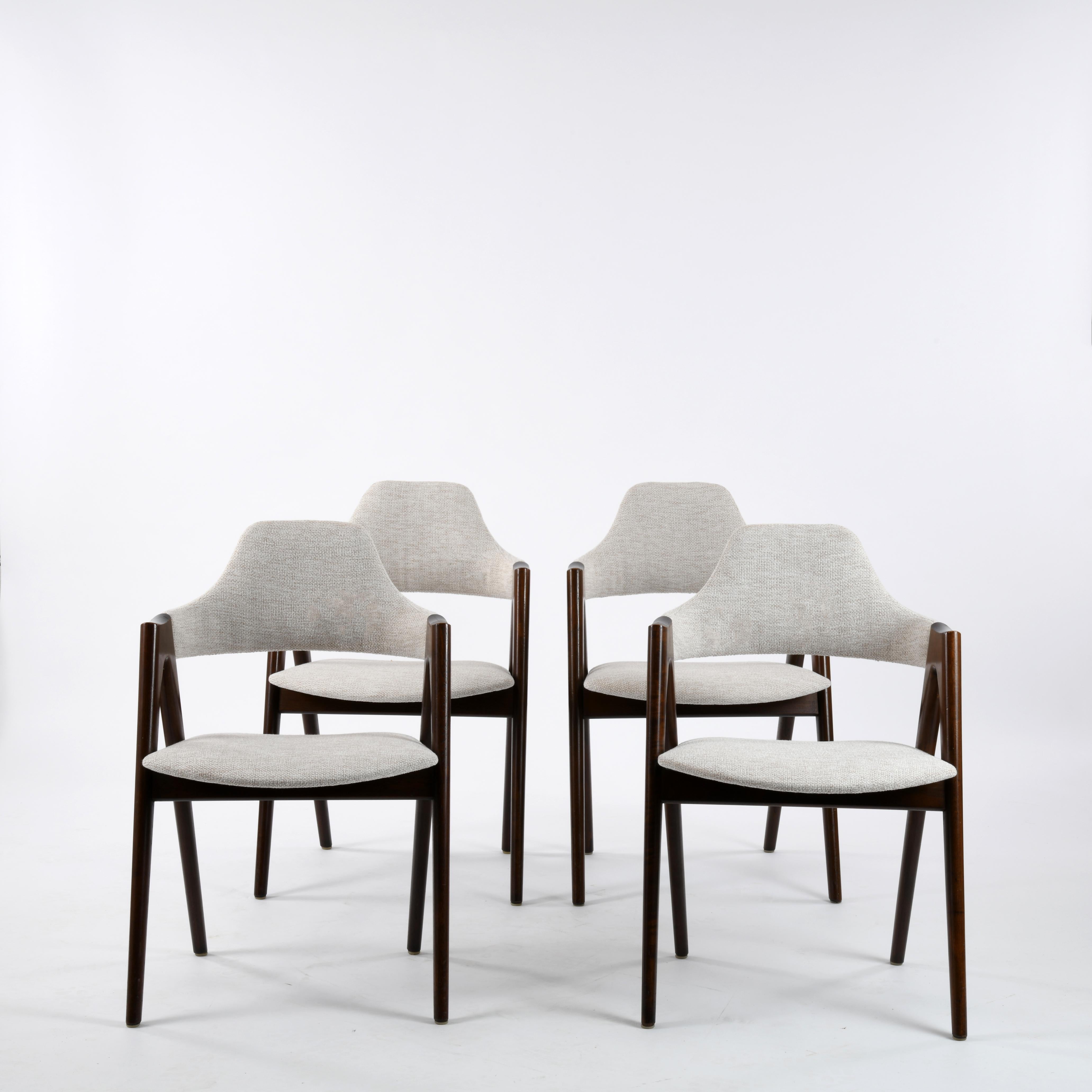 4 Vintage Dinning Teak Compas Chair Design Kai Kristiansen In Good Condition In SAINT-YRIEIX-SUR-CHARENTE, FR