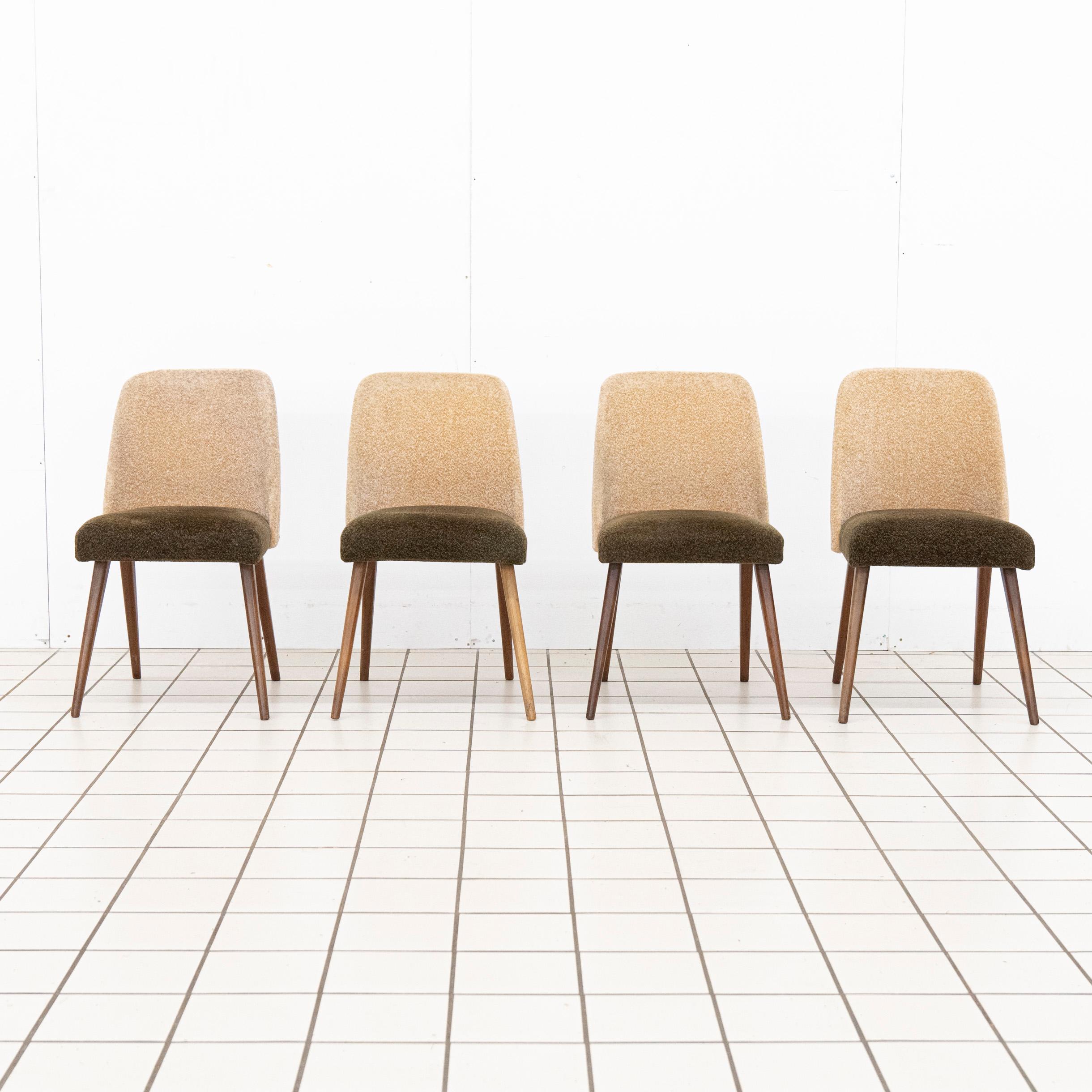 Mid-Century Modern 4 Vintage Duo-tone Dining Room Chairs For Sale