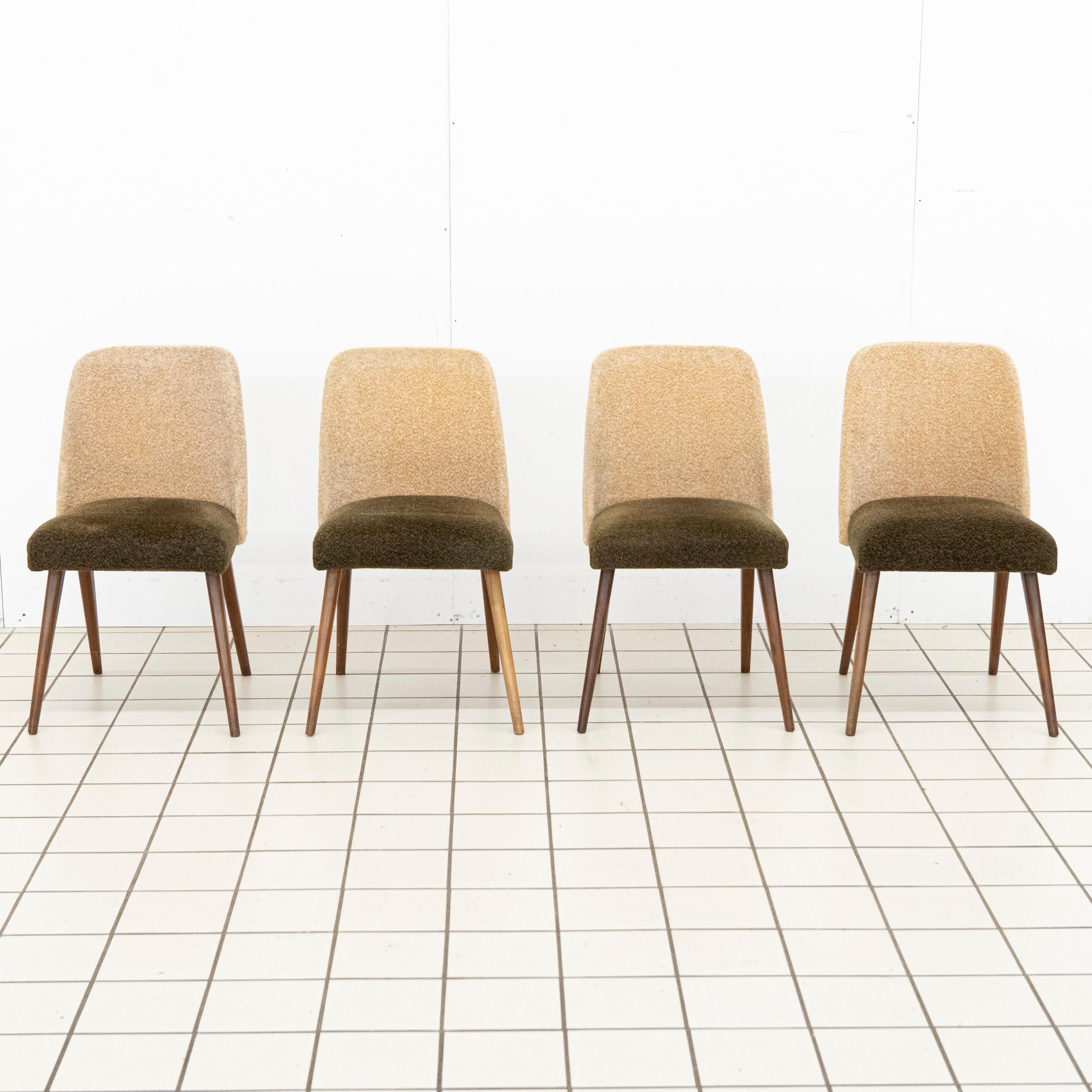 Dutch 4 Vintage Duo-tone Dining Room Chairs For Sale