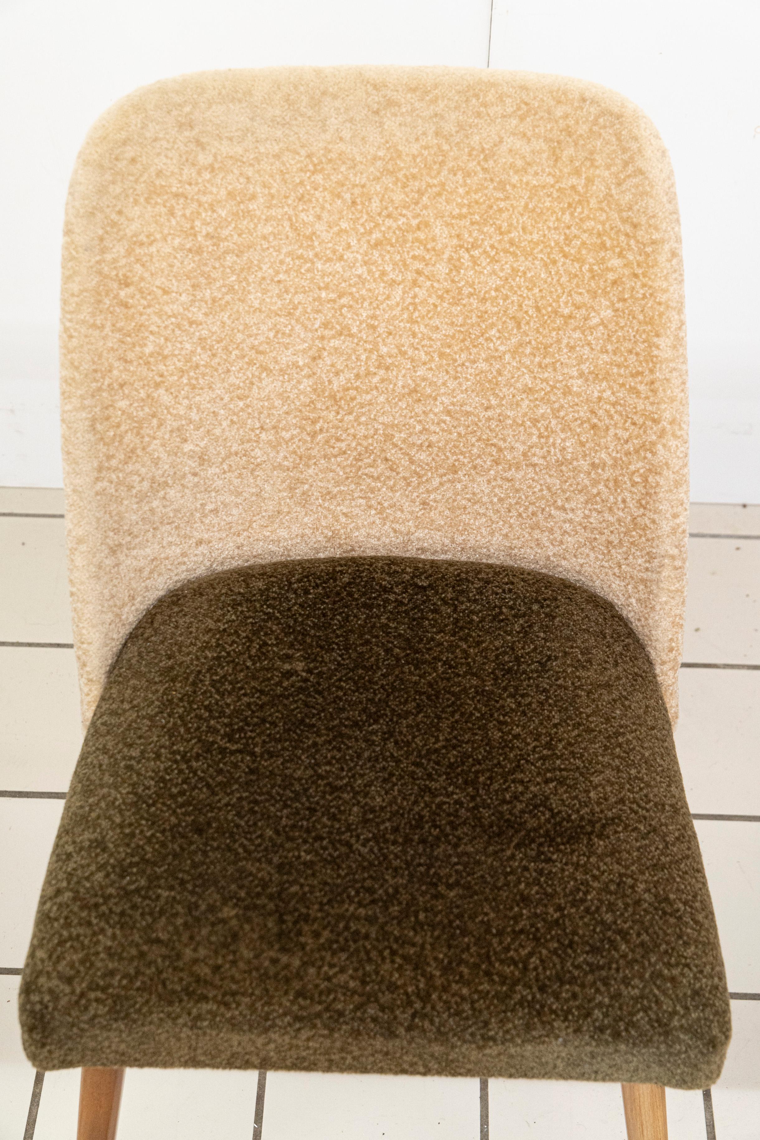 Fabric 4 Vintage Duo-tone Dining Room Chairs For Sale