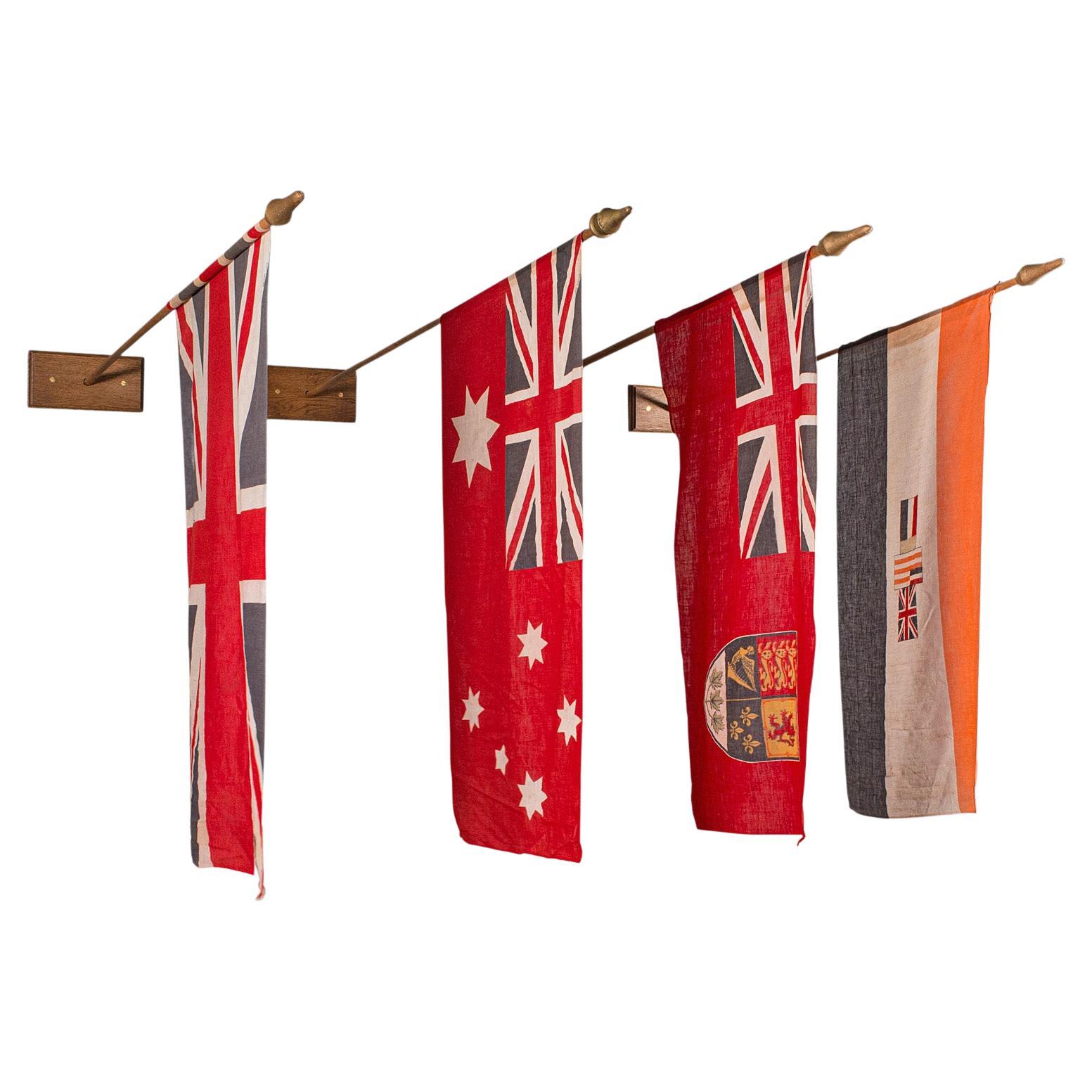 4 Vintage Empirical Embassy Flags, Commonwealth, Fähnrich, Oak Mount, Union Jack