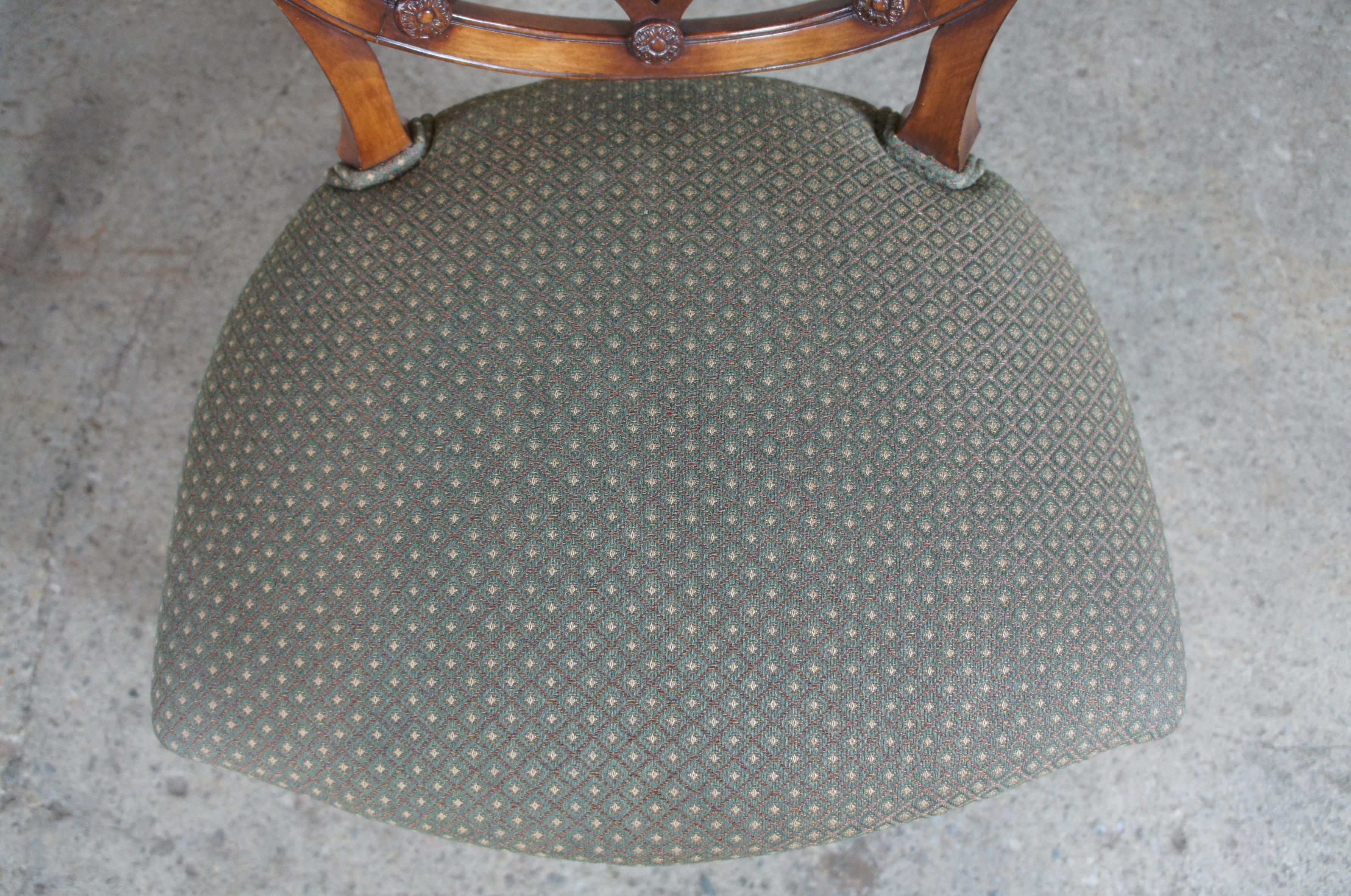 20th Century 4 Vintage English Hepplewhite Walnut Wheel Back Spider Dining Chairs Adams Style