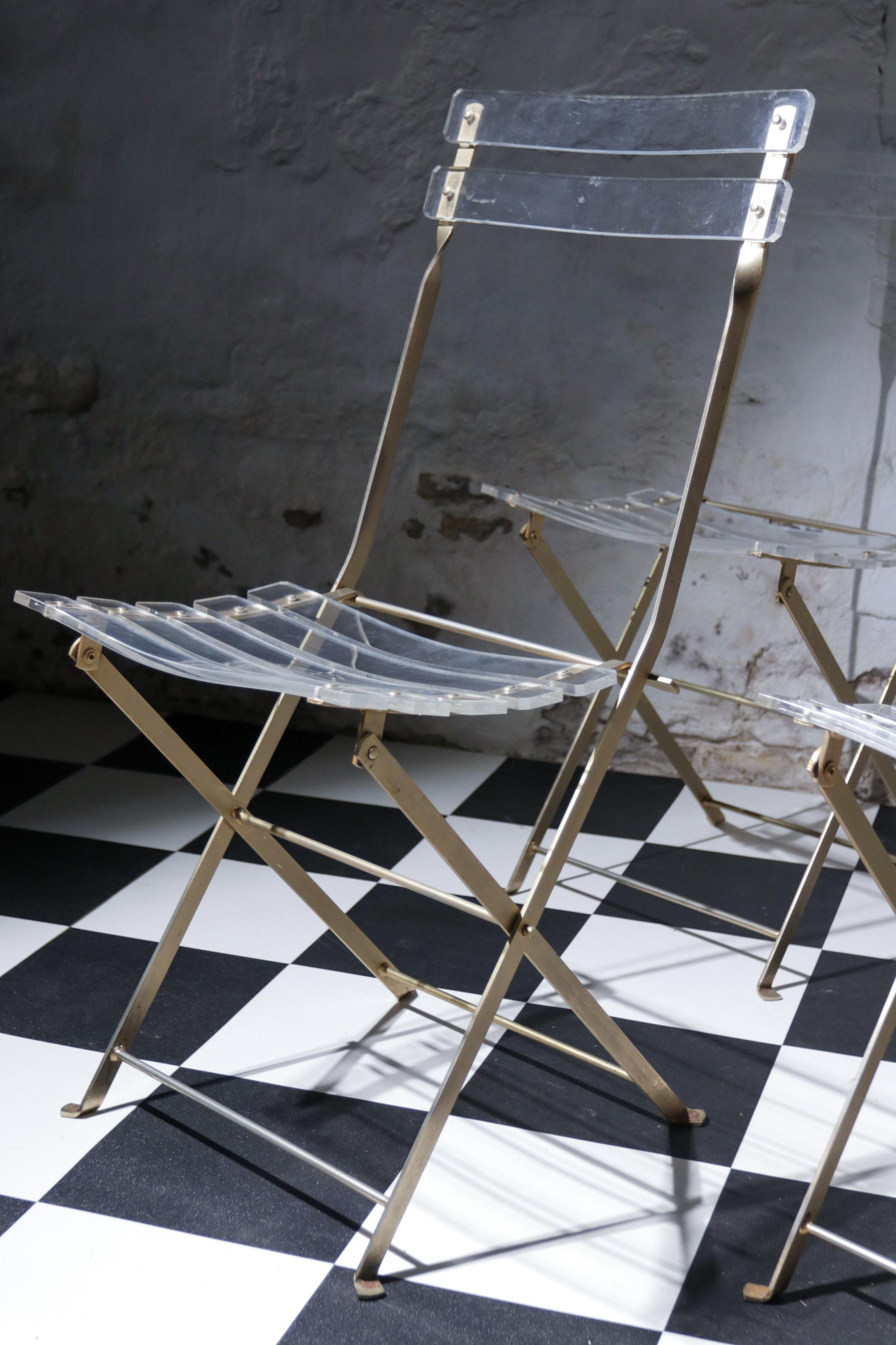 4 Vintage Folding Chairs Yonel Lebovici & Bernard Berthet for Marais, 70s In Good Condition In Boven Leeuwen, NL