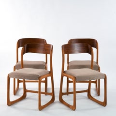 4 Vintage French Baumann Bentwood and New Textile Chairs