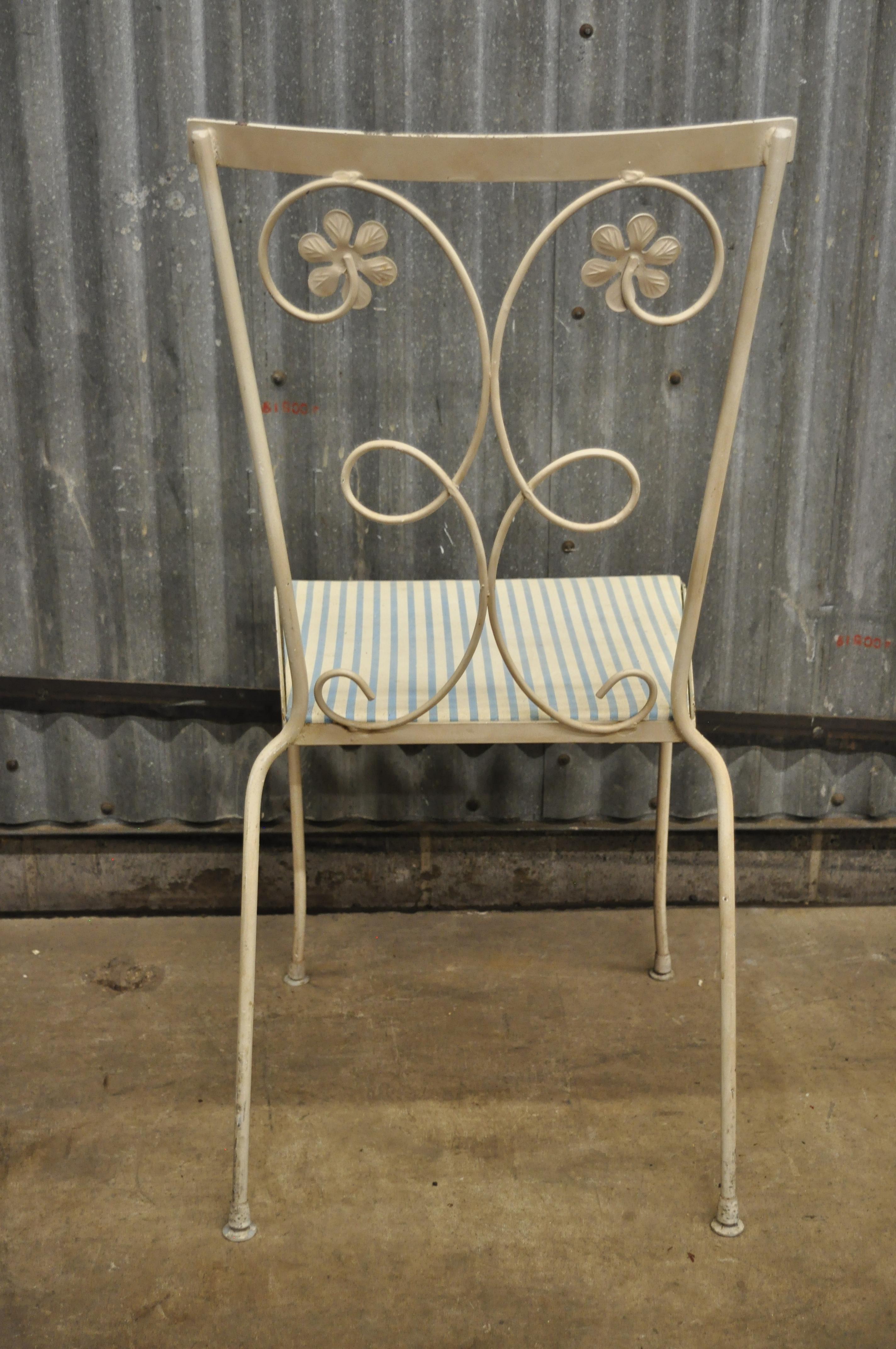 4 Vintage Gallo Wrought Iron Daisy Flower Art Nouveau Garden Patio Dining Chairs 3
