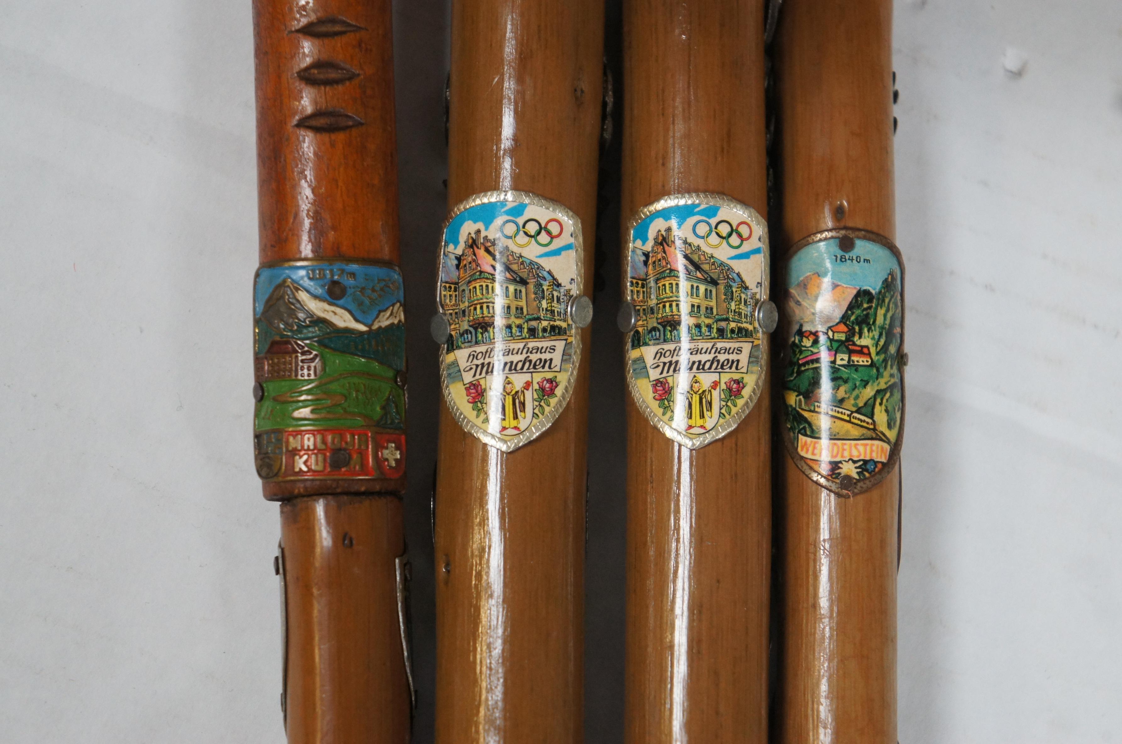 4 Vintage German Souvenir Hiking Badge Walking Sticks Canes 32