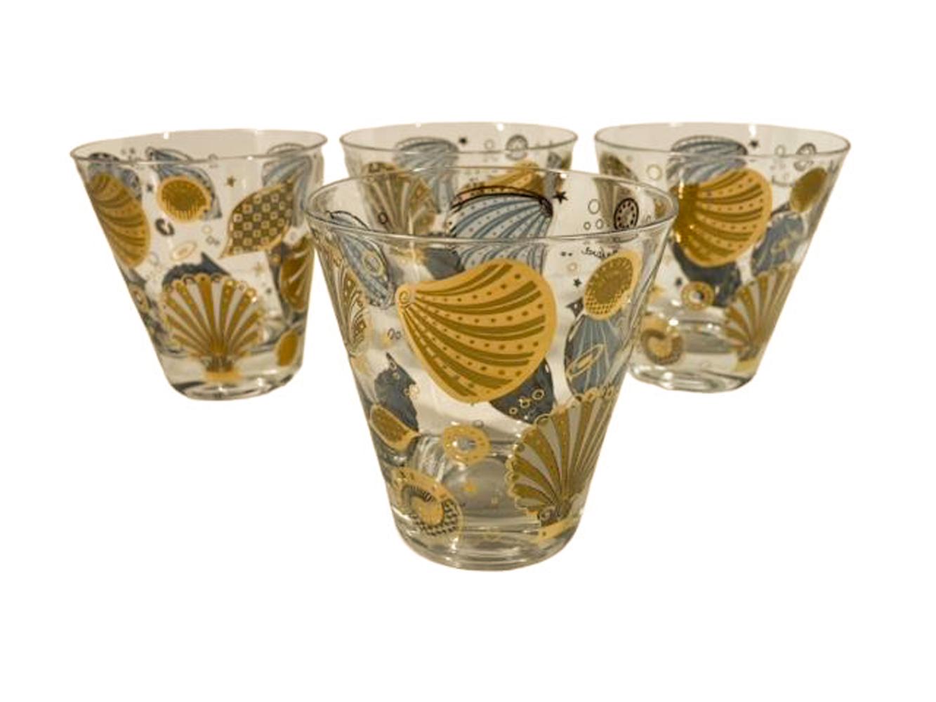 4 Vintage Gold Georges Briard „Seascape“ Doppelte Old Fashioned-Gläser, Gold im Angebot 4