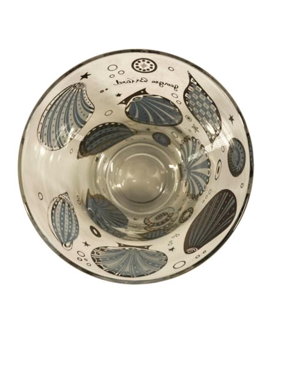 20ième siècle 4 verres Seascape de Georges Briard vintage à la mode ancienne en vente