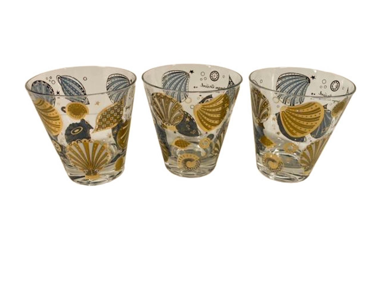 4 Vintage Gold Georges Briard „Seascape“ Doppelte Old Fashioned-Gläser, Gold im Angebot 2
