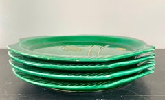 4 vintage green ceramic fish plates - 1970 - France