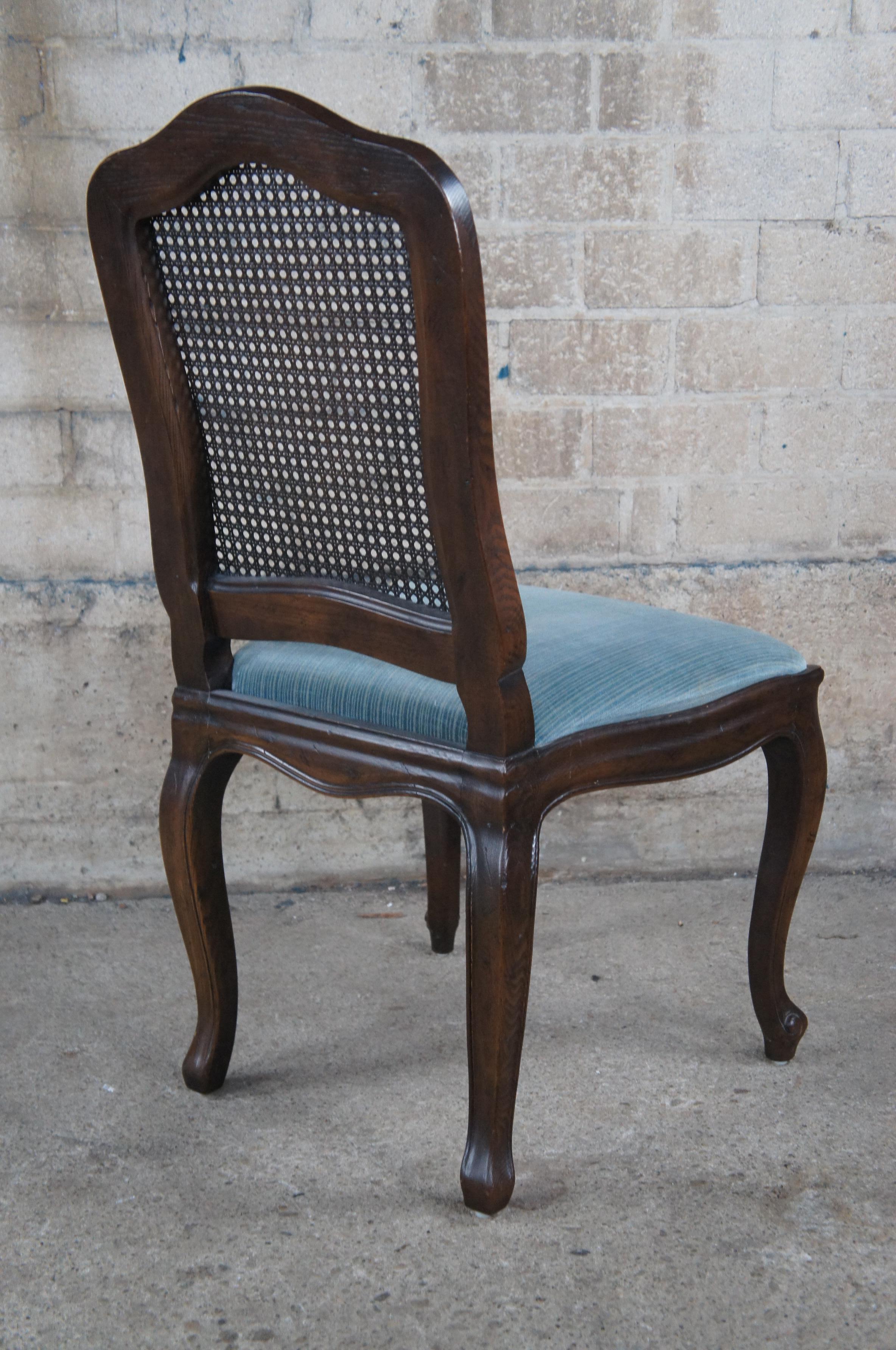 Late 20th Century 4 Vintage Henredon Four Centuries French Country Oak Cane Back Dining Chairs