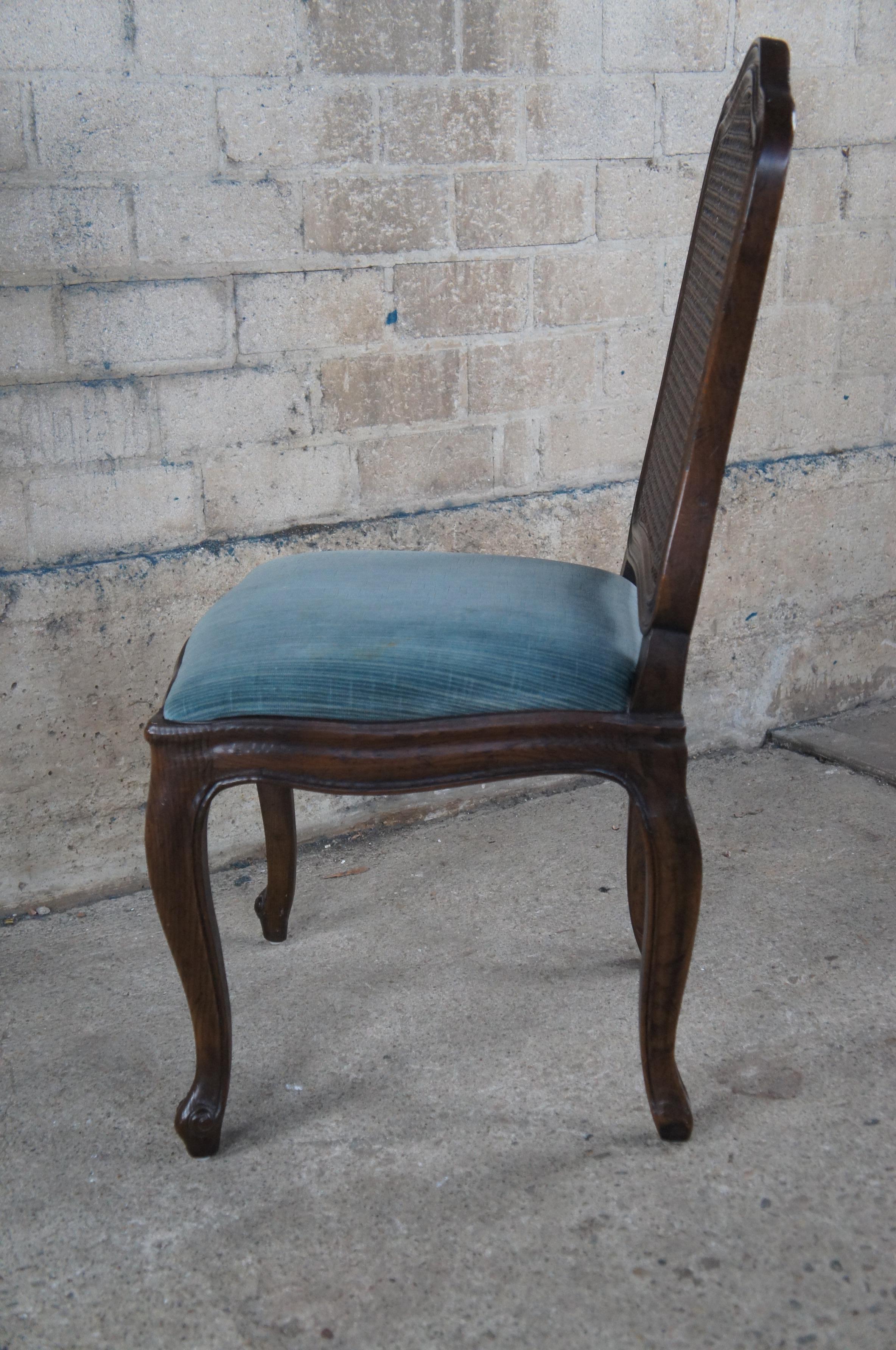 4 Vintage Henredon Four Centuries French Country Oak Cane Back Dining Chairs 2