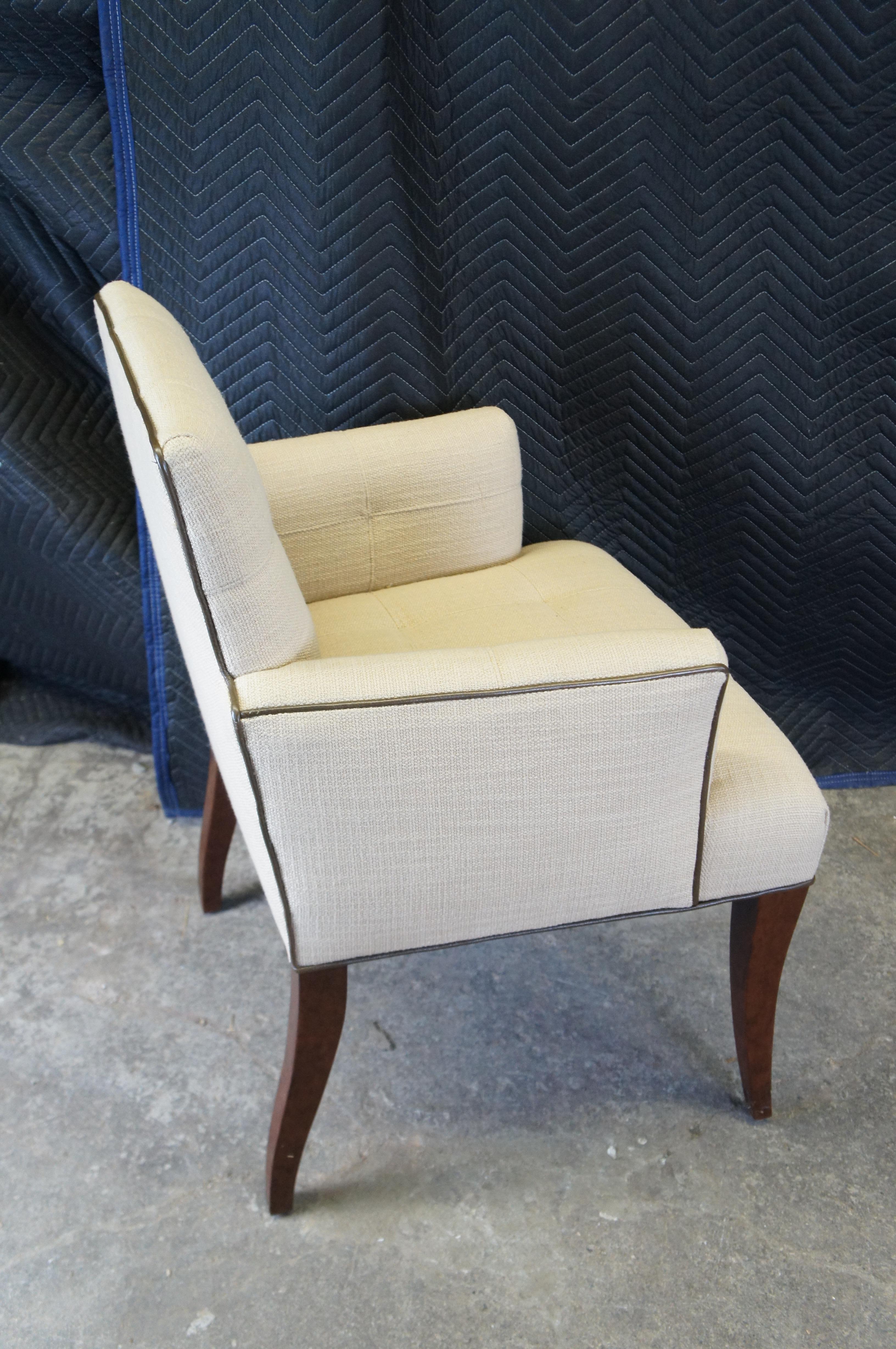 4 Vintage Hickory Chair Jessica Charles Mann Half Arm Tufted Club Dining Chairs For Sale 4
