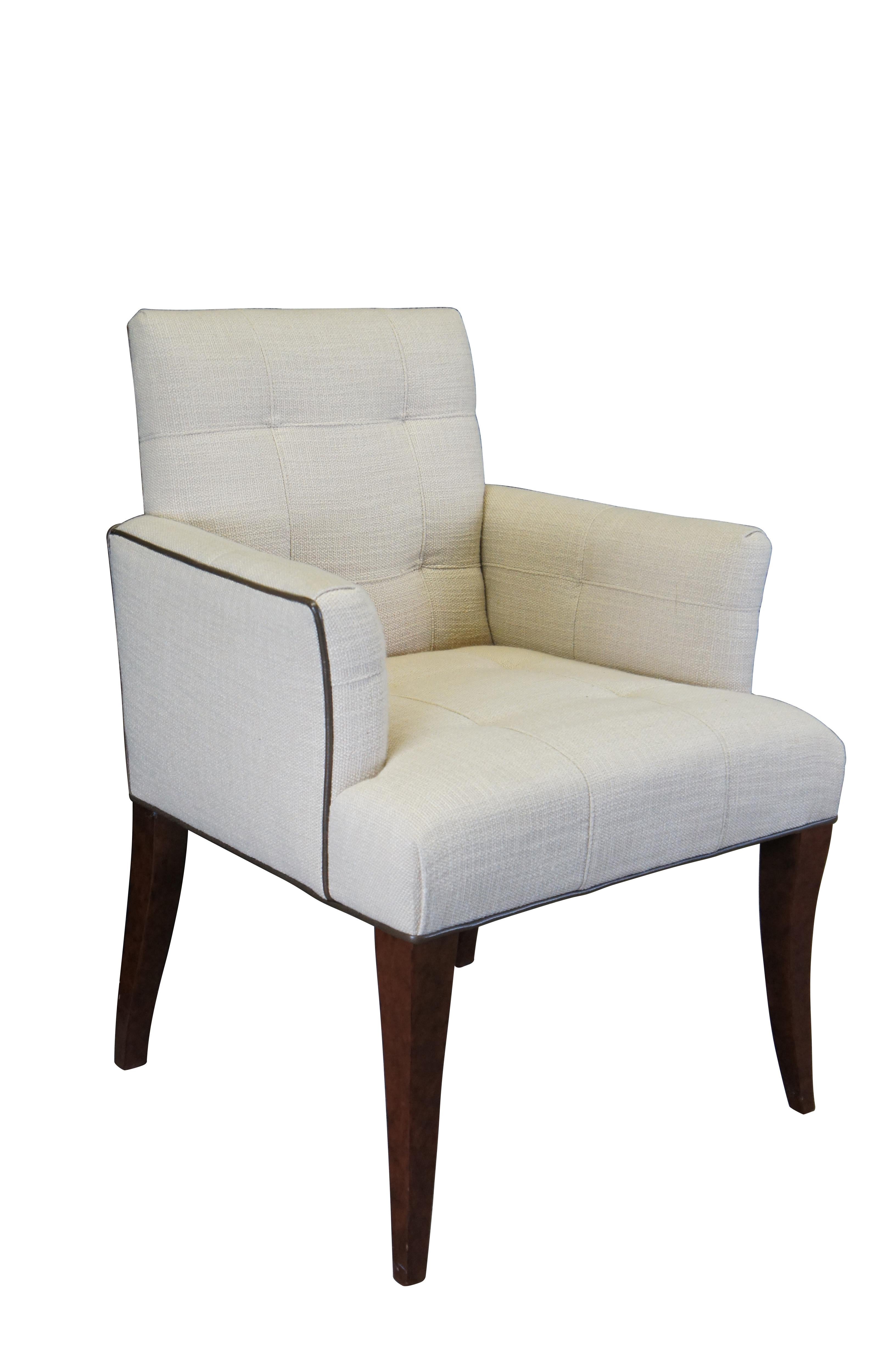 Modern 4 Vintage Hickory Chair Jessica Charles Mann Half Arm Tufted Club Dining Chairs For Sale
