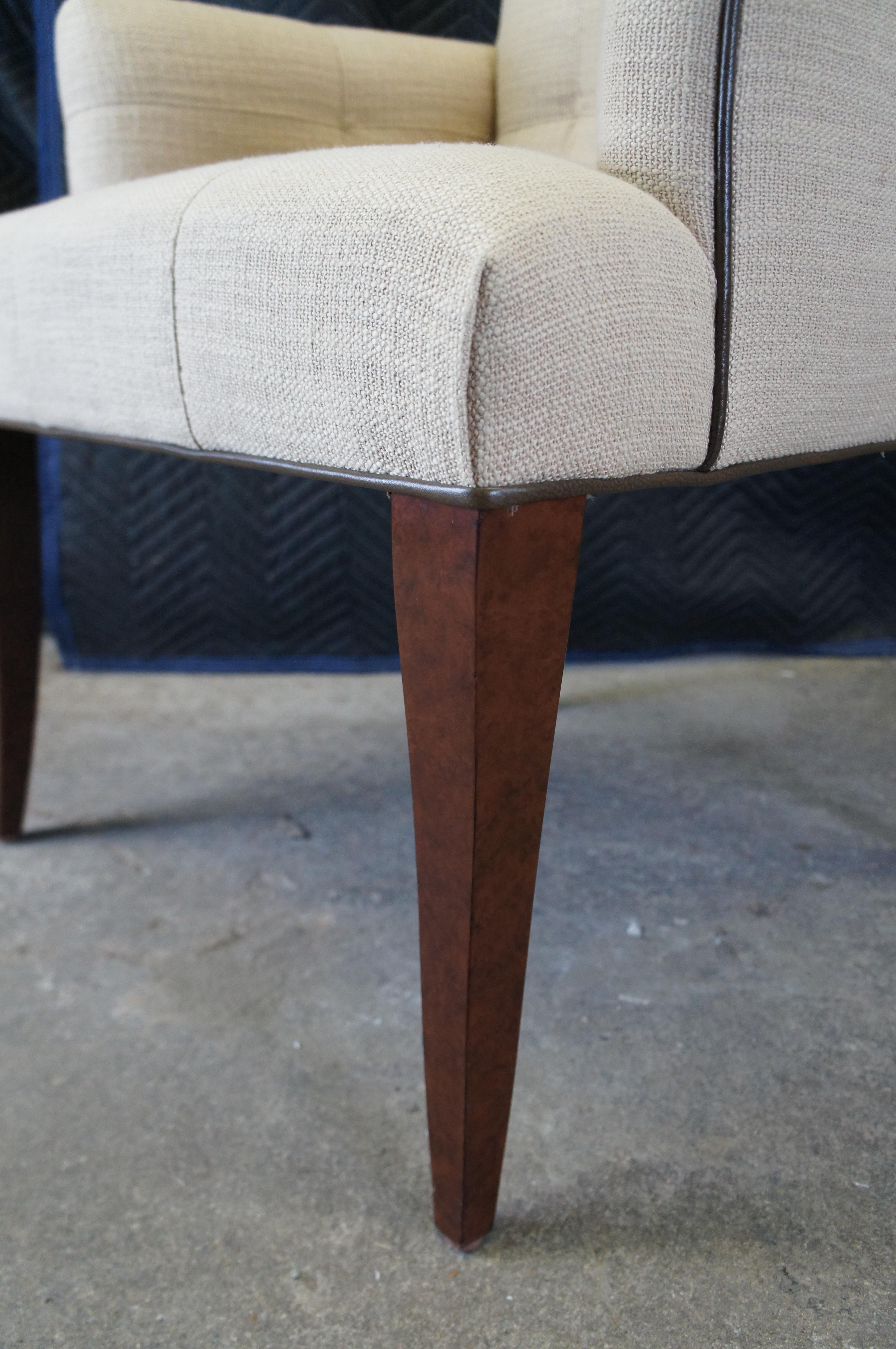 Upholstery 4 Vintage Hickory Chair Jessica Charles Mann Half Arm Tufted Club Dining Chairs For Sale
