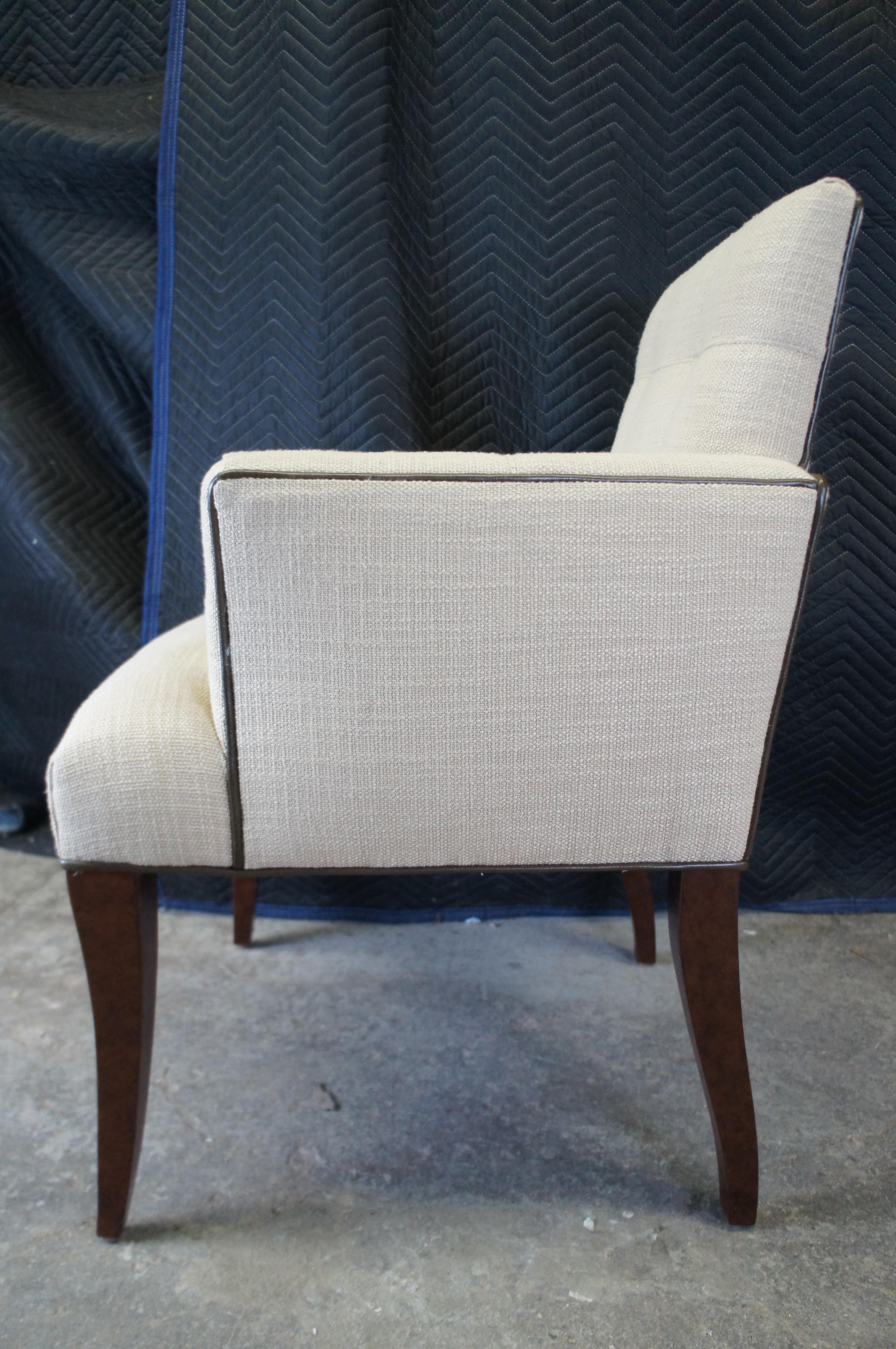 4 Vintage Hickory Chair Jessica Charles Mann Half Arm Tufted Club Dining Chairs For Sale 1