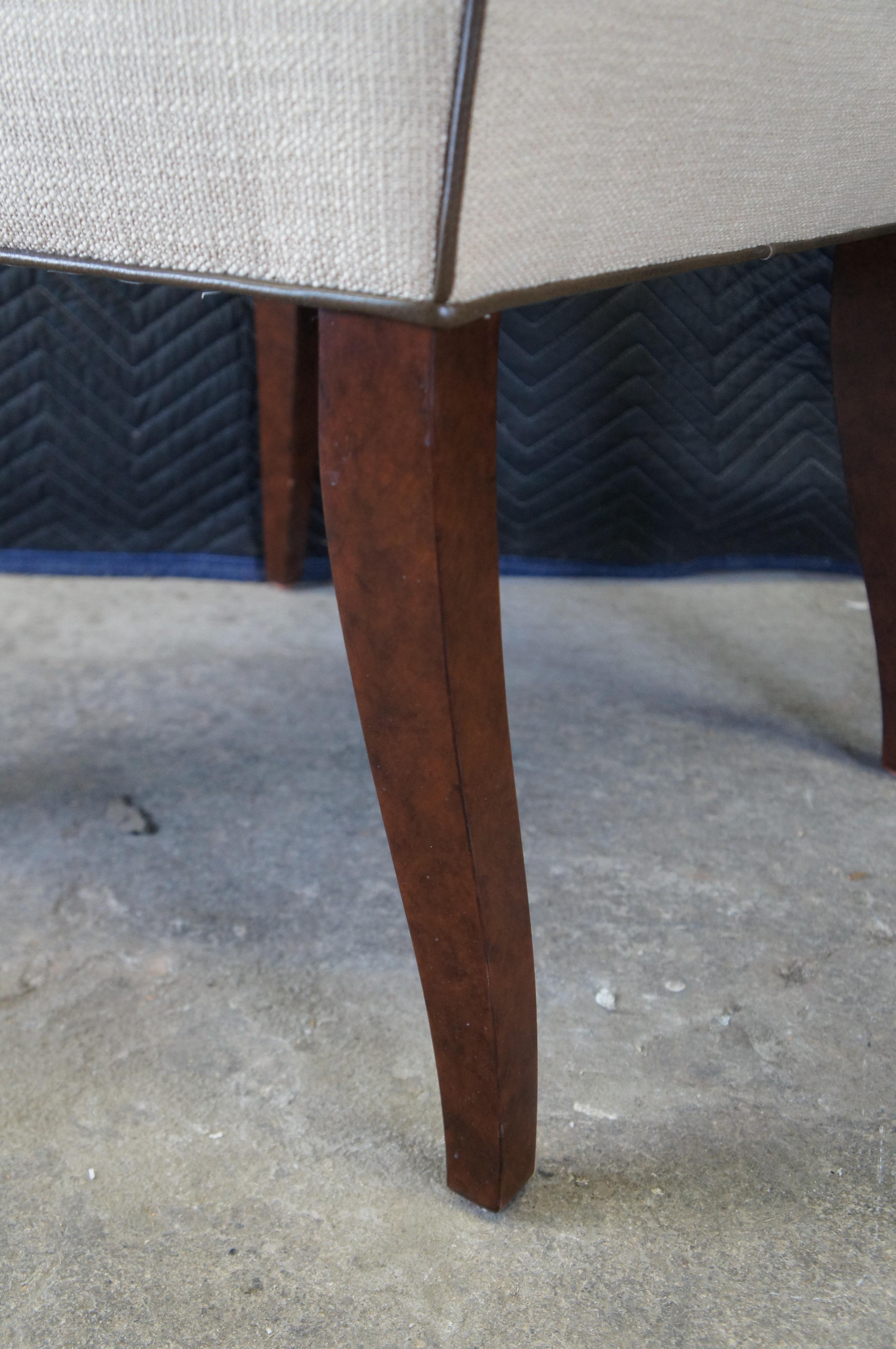 4 Vintage Hickory Chair Jessica Charles Mann Half Arm Tufted Club Dining Chairs For Sale 2