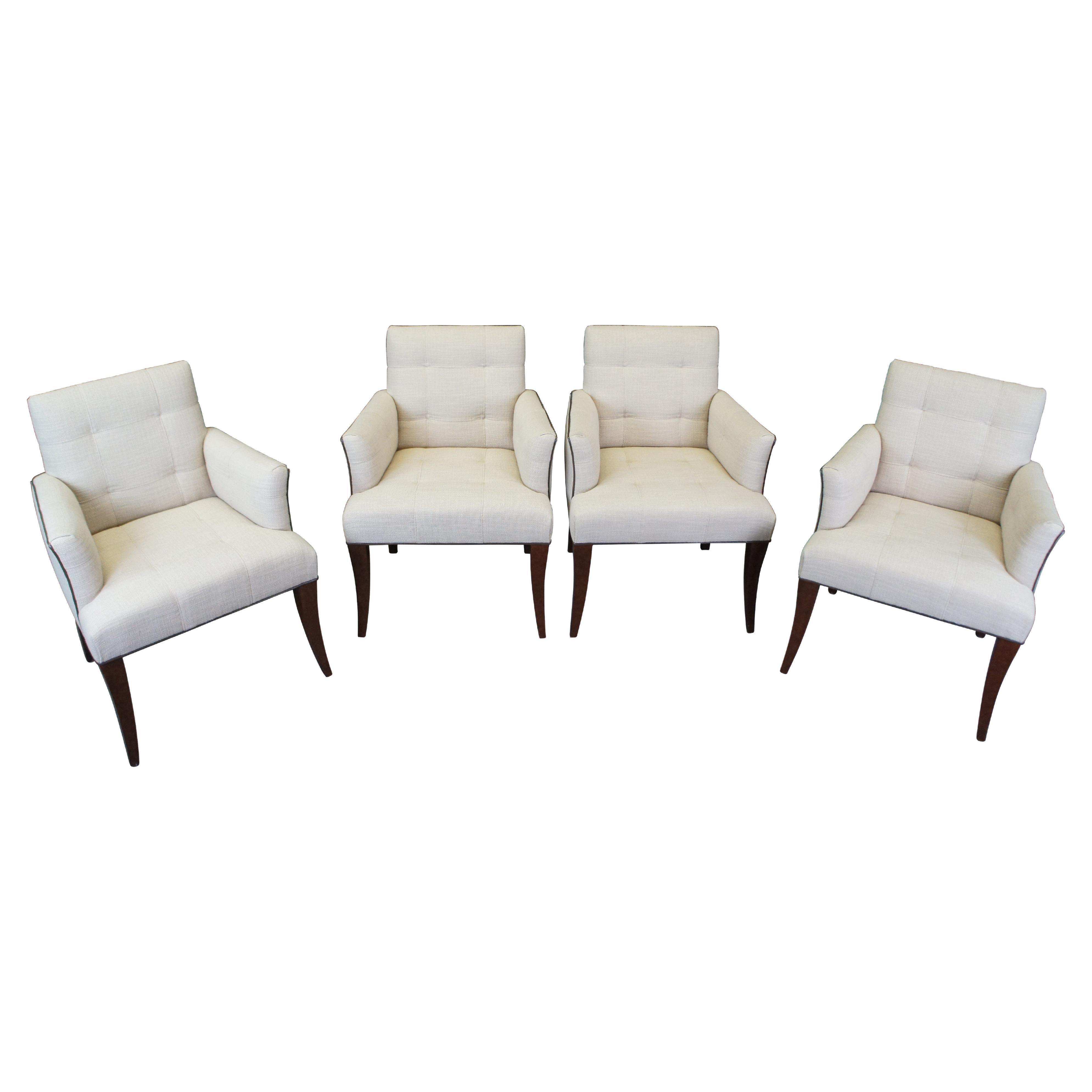 4 Vintage Hickory Chair Jessica Charles Mann Half Arm Tufted Club Dining Chairs