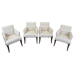 4 Vintage Hickory Chair Jessica Charles Mann Half Arm Tufted Club Dining Chairs