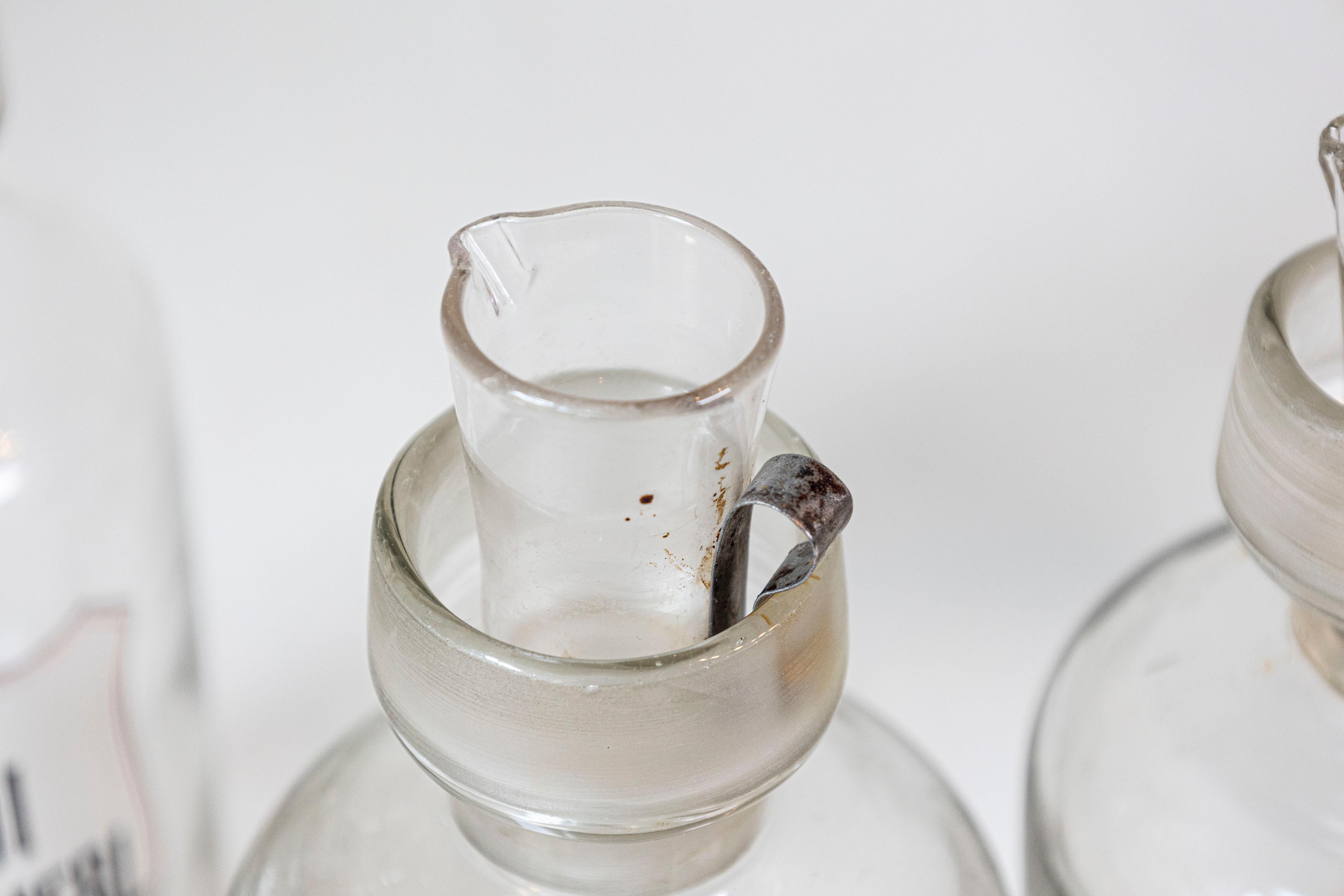 4 Vintage Italian Glass Pharmacy Jars with Labels, Sold Each For Sale 4