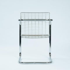 4 sedie italiane vintage in filo metallico, cromo e filo metallico, 1974