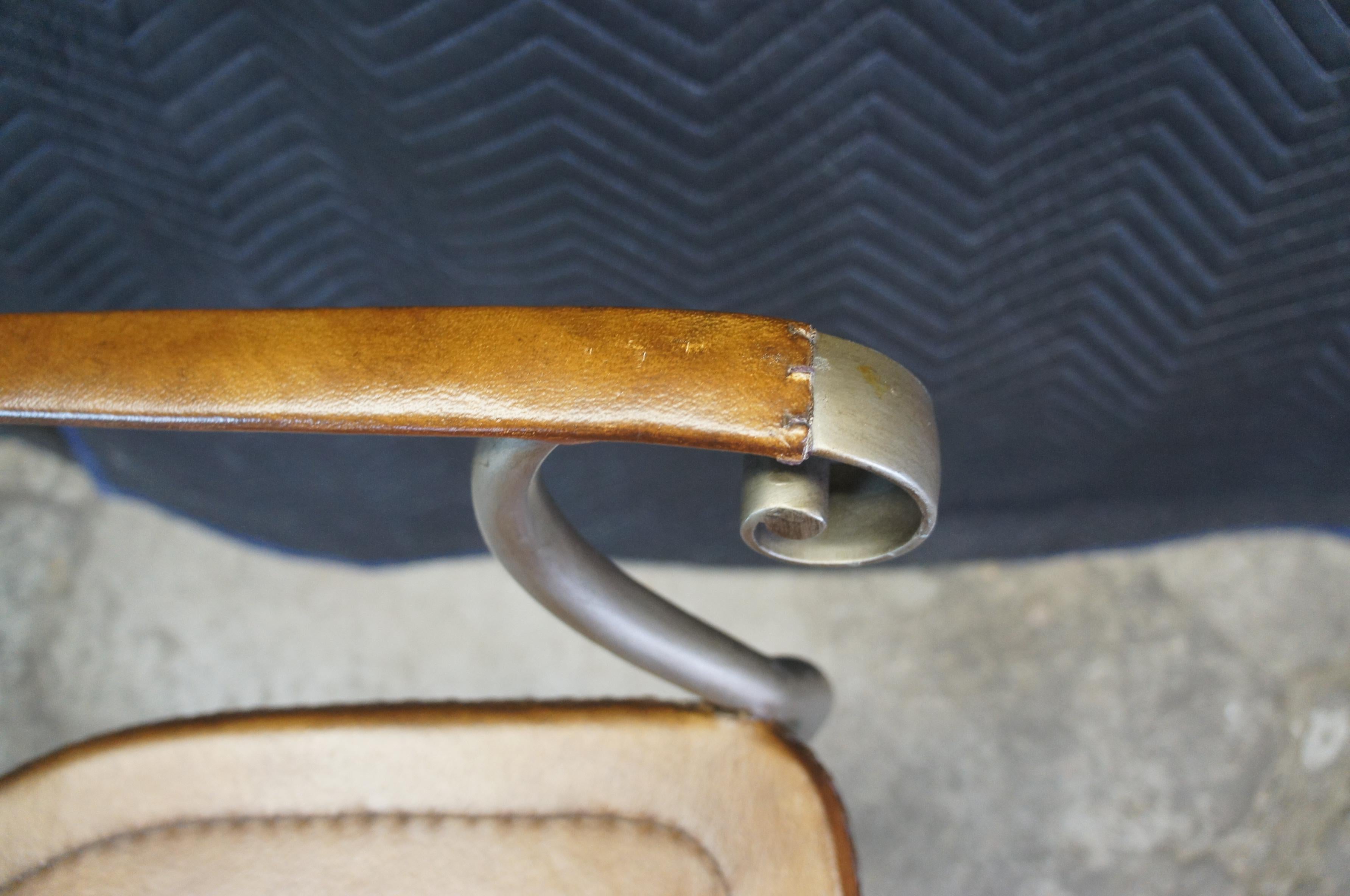 4 Vintage Leder & Eisen Rustic Modern Counter Höhe Ladderback Barhocker im Angebot 6