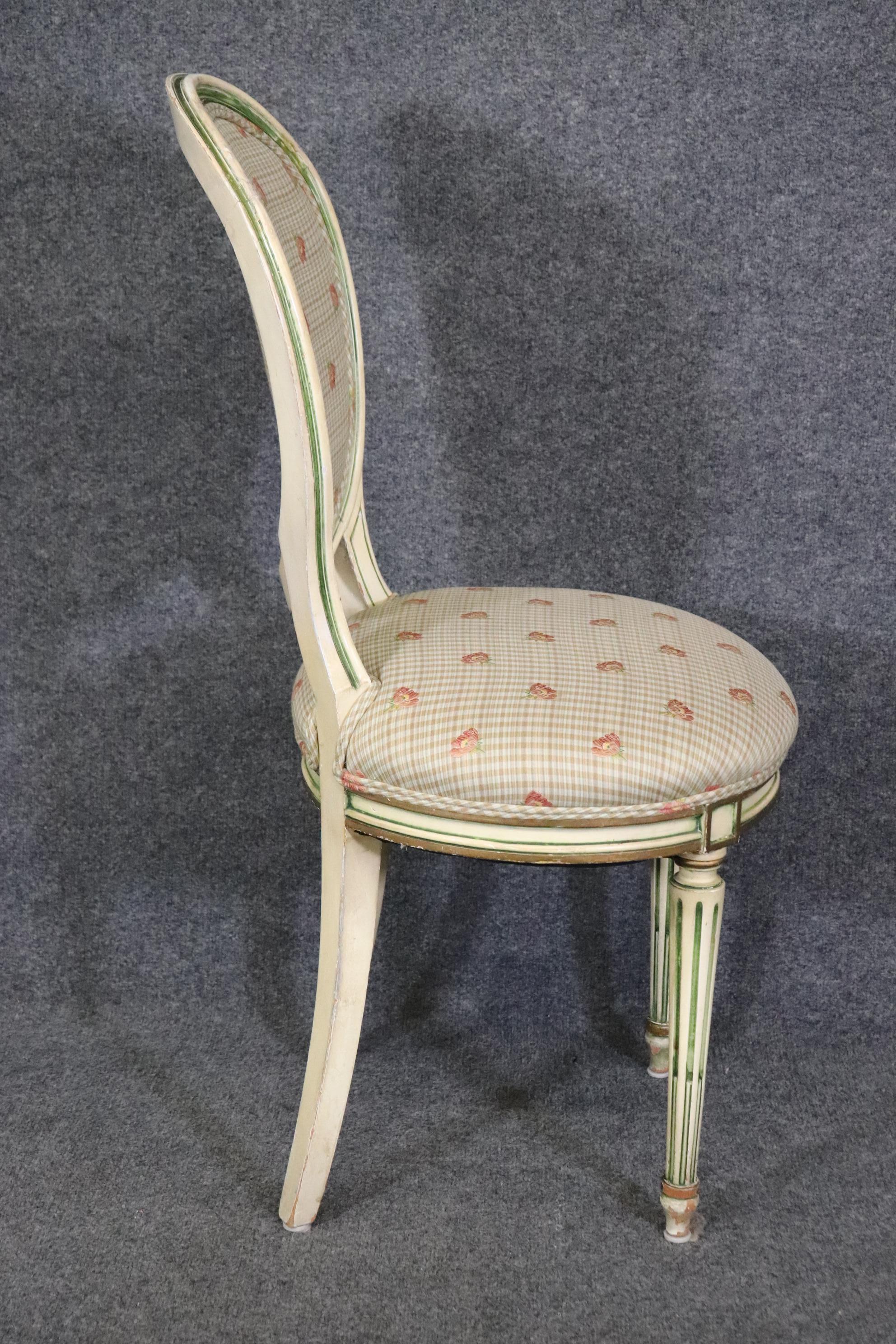 20th Century 4 Vintage Louis XVI Directoire French Style Dining Chairs With Floral Upholstery For Sale