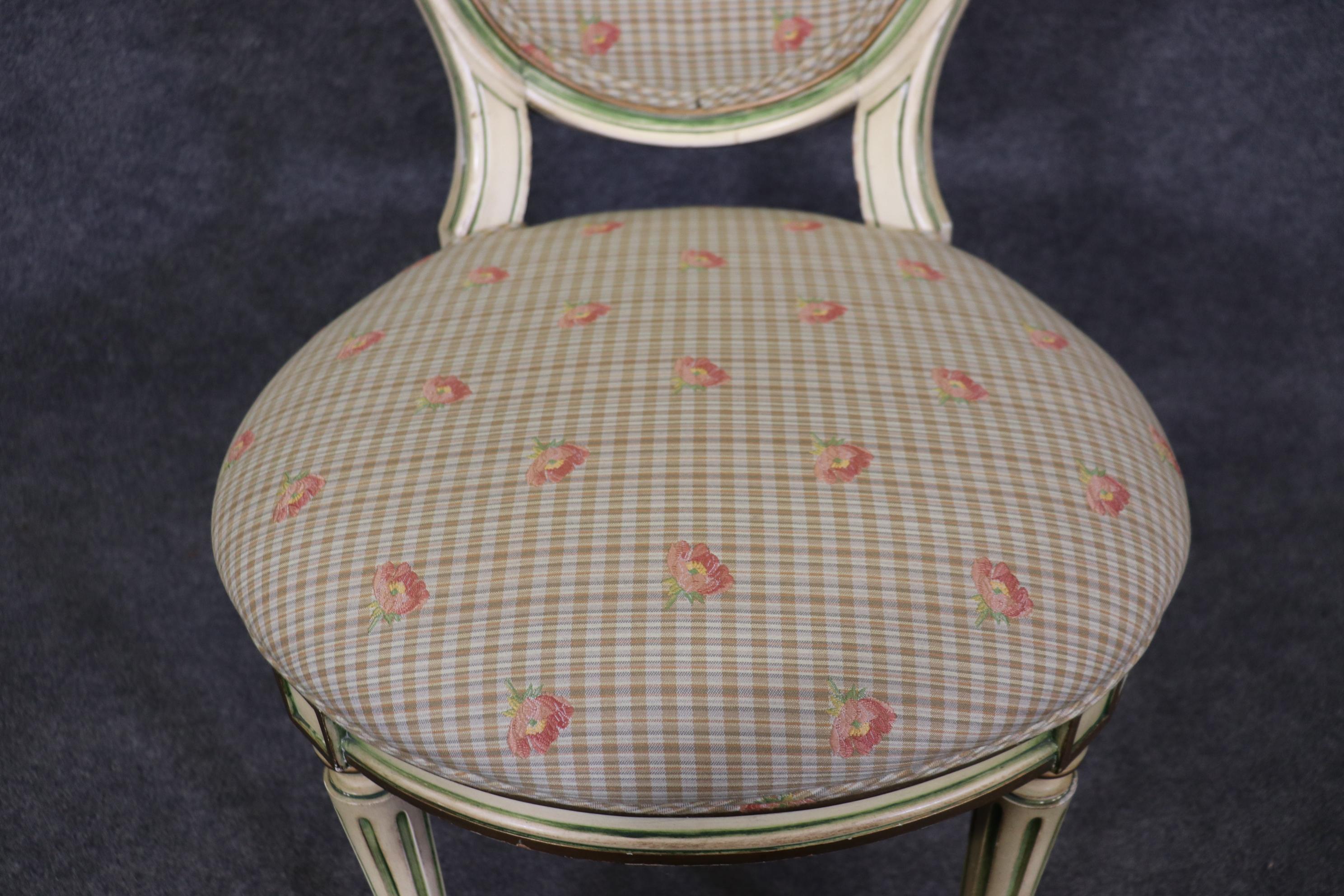 4 Vintage Louis XVI Directoire French Style Dining Chairs With Floral Upholstery For Sale 3
