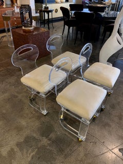 4 Vintage Lucite Swivel Game Chairs
