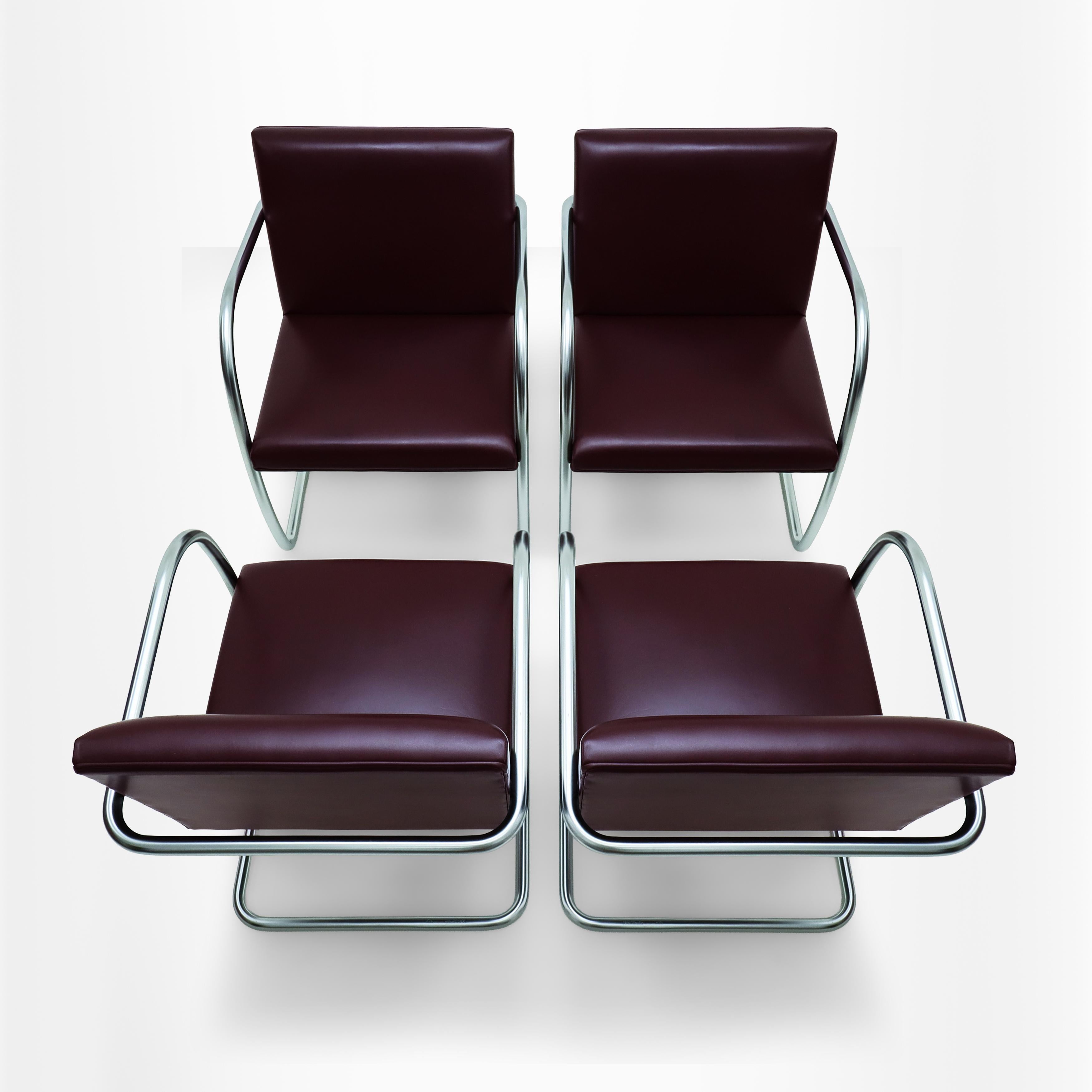 4 Vintage Ludwig Mies van der Rohe Knoll, MR50 BRNO Leder Esszimmerstühle (Ende des 20. Jahrhunderts) im Angebot
