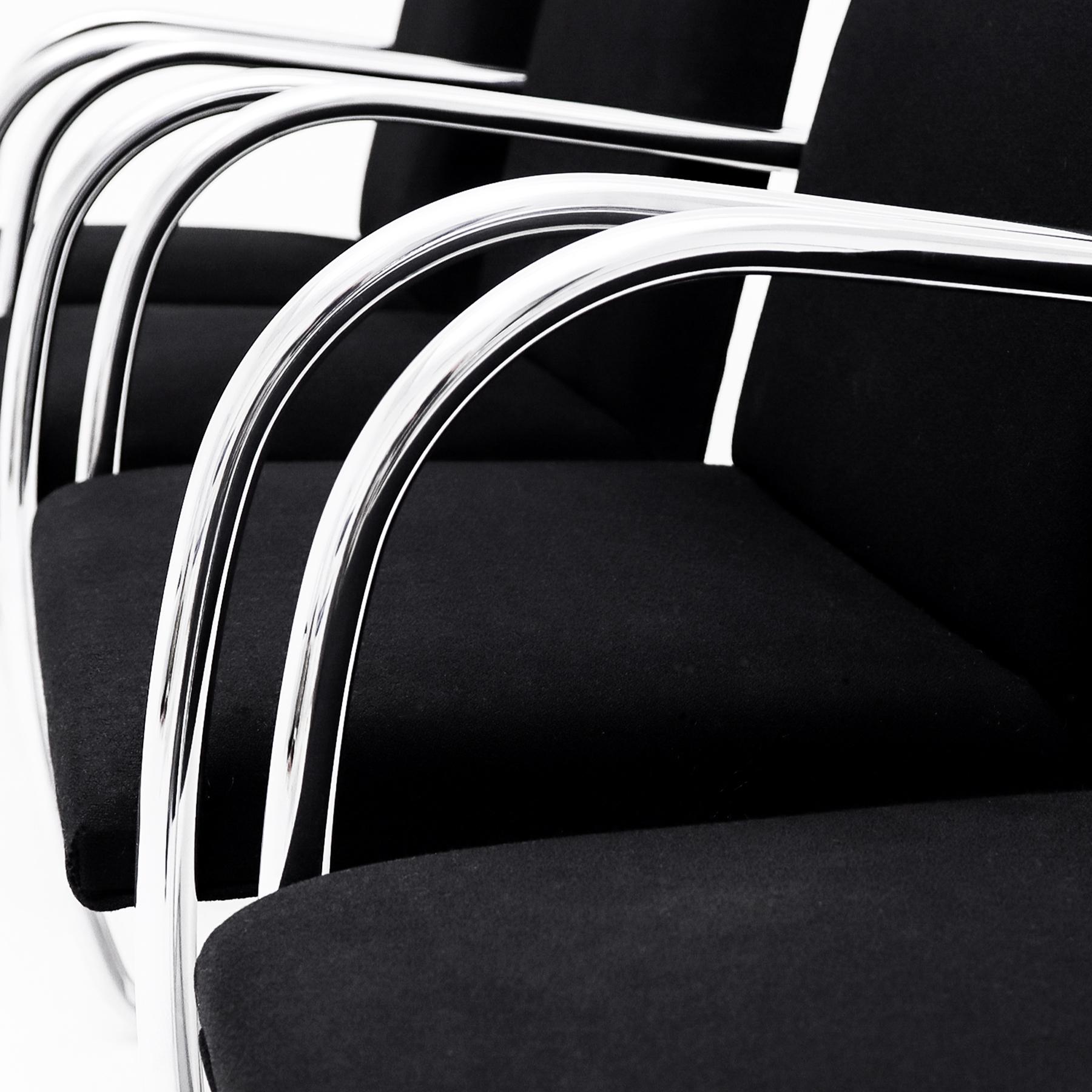 Fin du 20e siècle 4 chaises de salle à manger tubulaires chromées vintage Ludwig Mies van der Rohe Knoll, MR50 BRNO en vente