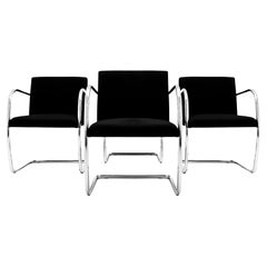 4 Vintage Ludwig Mies van der Rohe Knoll, MR50 BRNO tubular chrome dining chairs