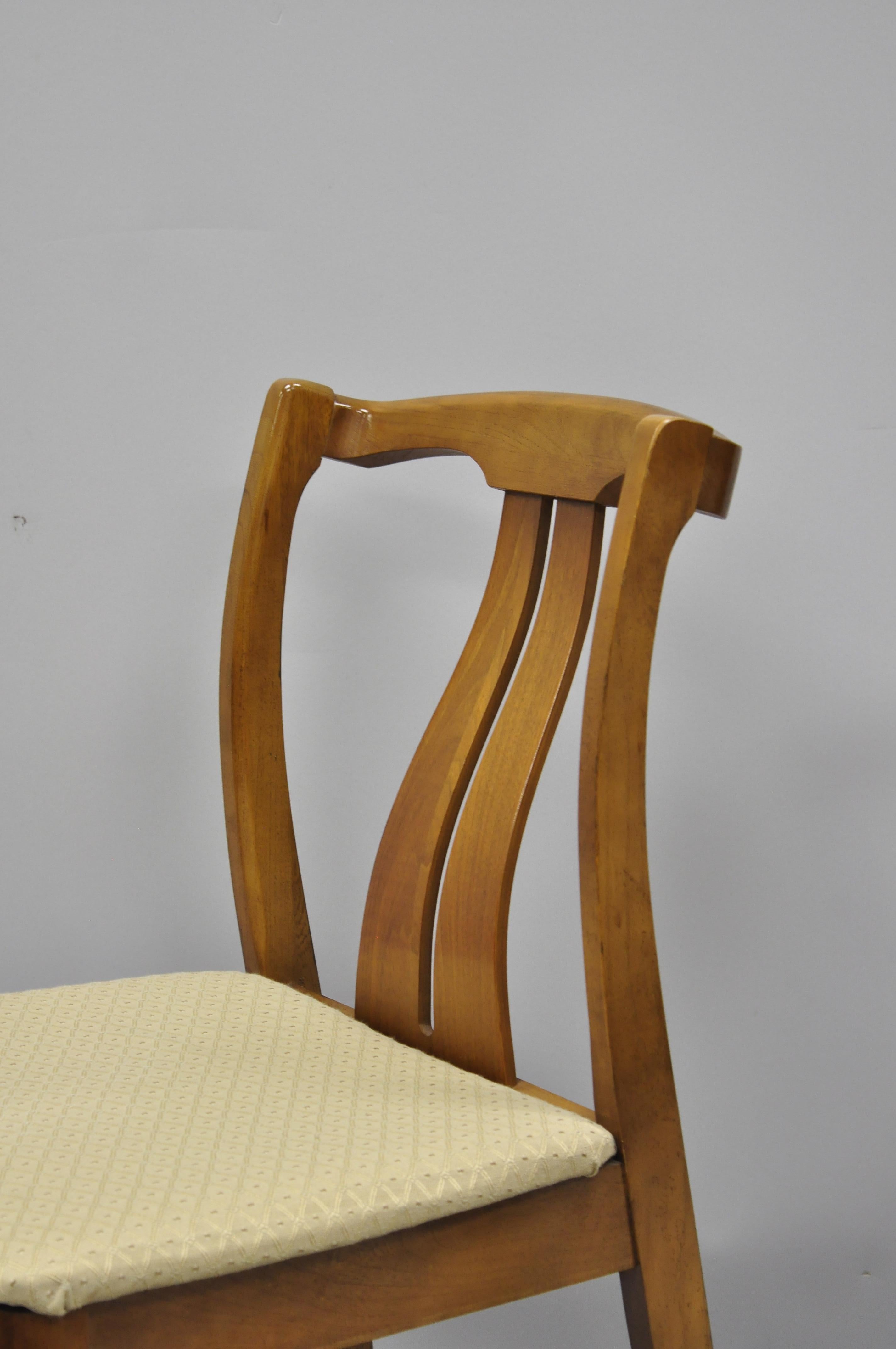 Danish 4 Vintage Mid-Century Modern Curved Back Sculptured Walnut Dining Chairs For Sale