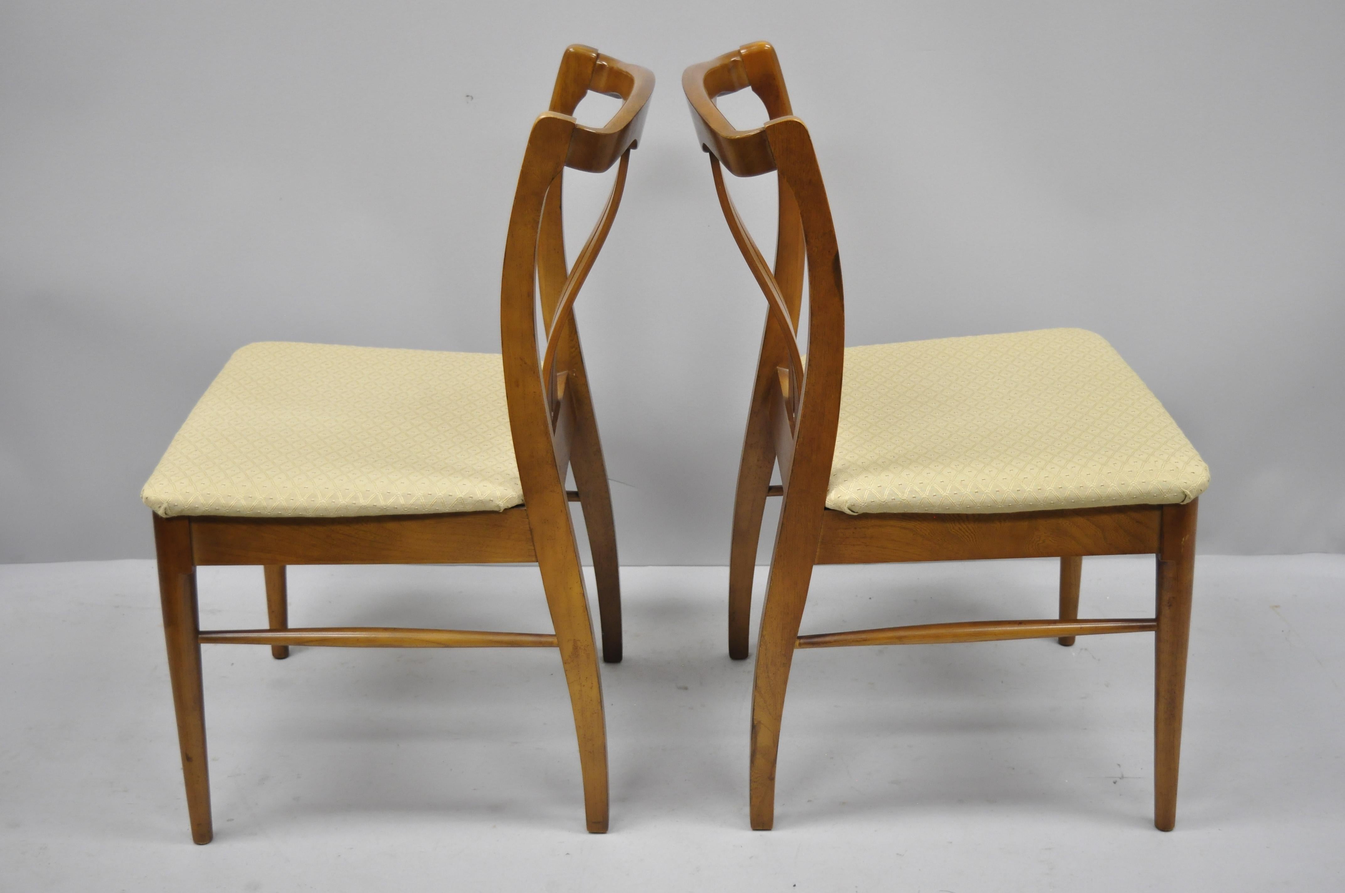 20th Century 4 Vintage Mid-Century Modern Curved Back Sculptured Walnut Dining Chairs For Sale