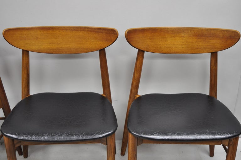 4 Vintage MidCentury Modern Danish Style Curved Back Walnut and Oak