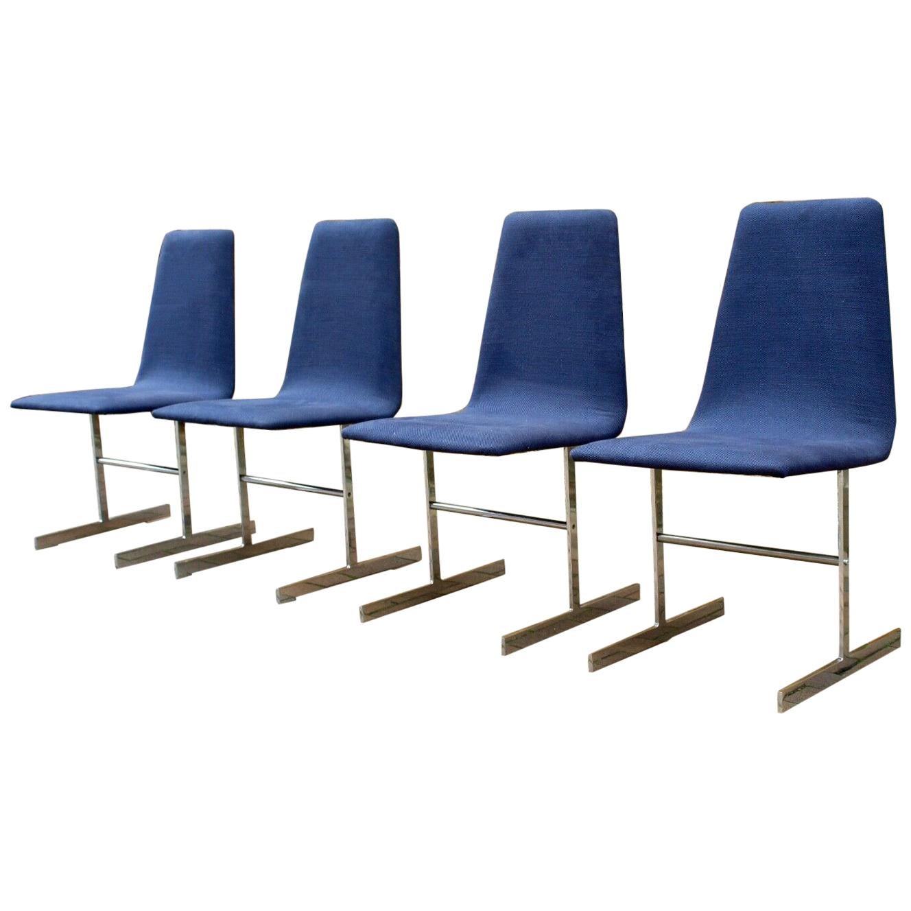 4 Vintage Midcentury Tim Bates Pieff Lisse Chrome Modernist Dining Chairs