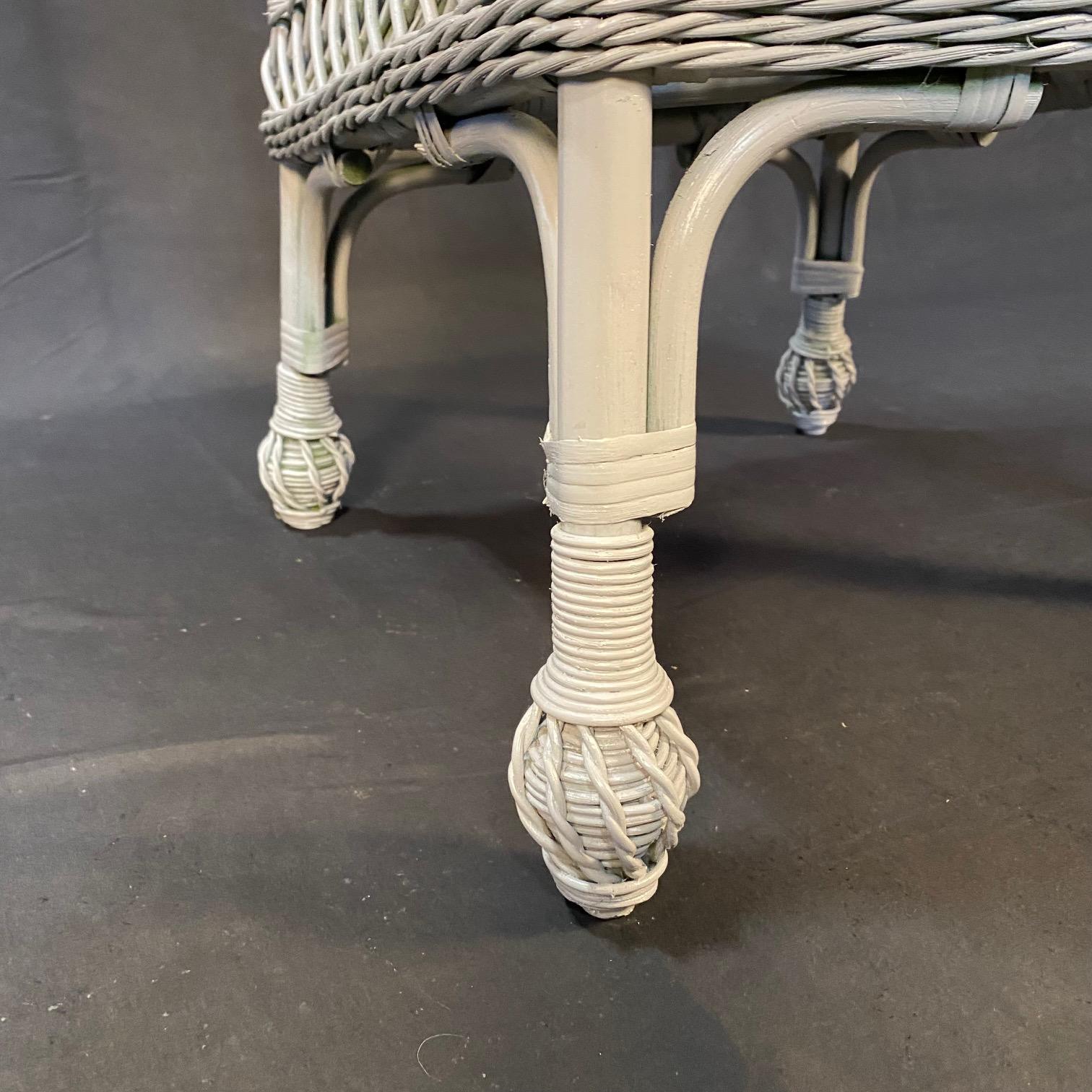 4 Vintage Open Weave Classic Coastal Maine Wicker and Bamboo Dining Chairs In Good Condition In Hopewell, NJ