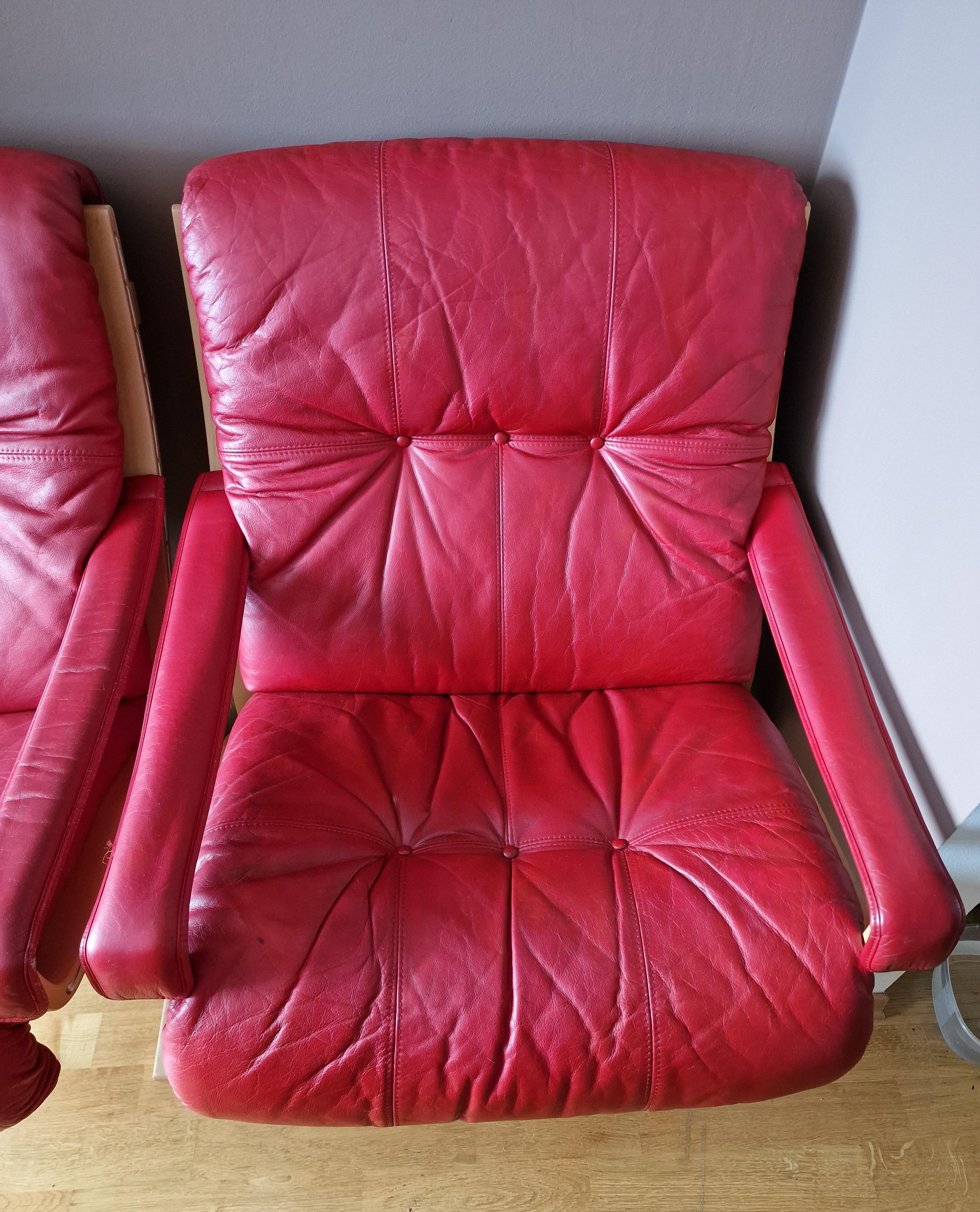  4 Vintage Original Siesta Leather Chairs by Ingmar Relling For Sale 9