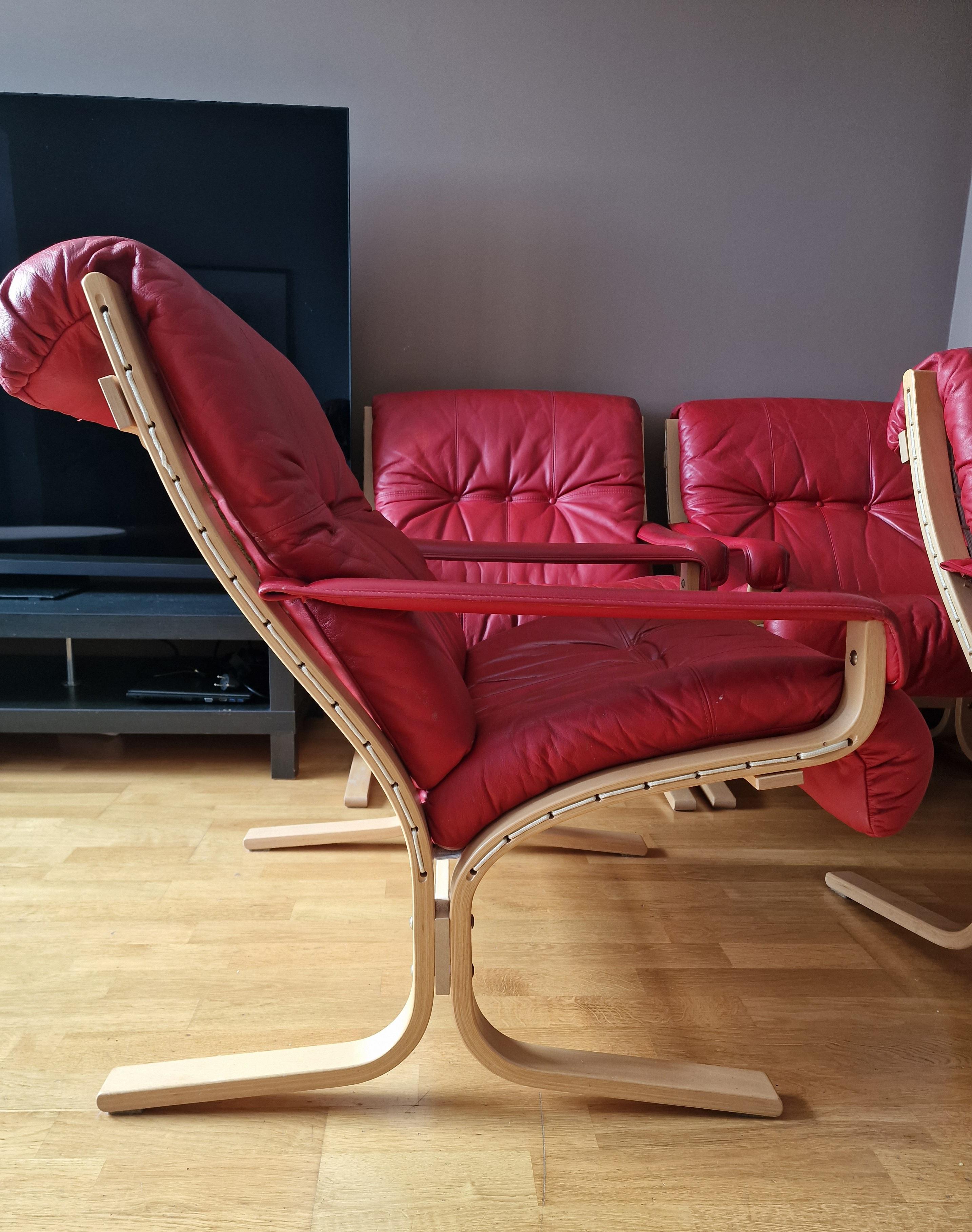  4 Vintage Original Siesta Leather Chairs by Ingmar Relling For Sale 10