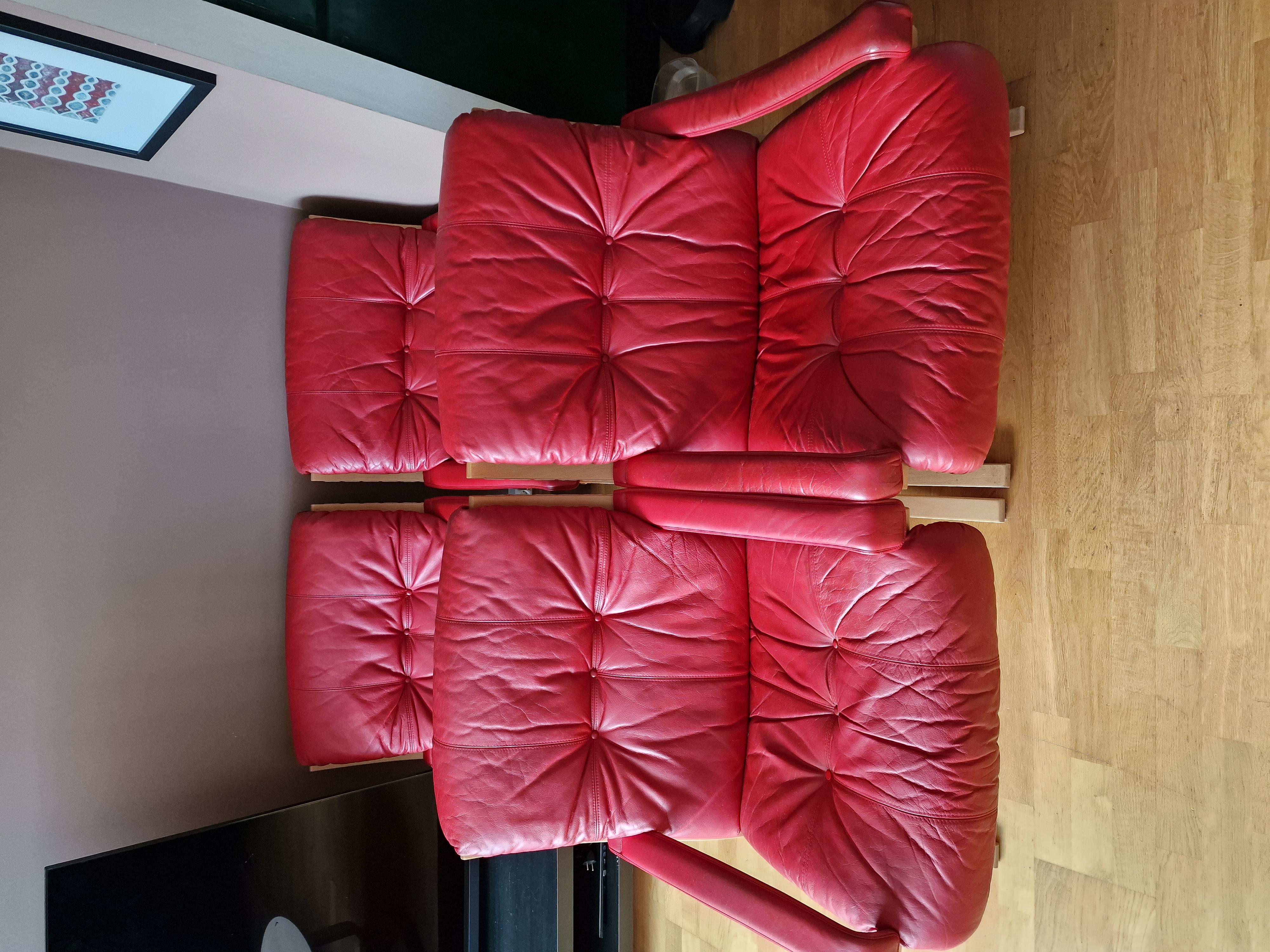 4 Original Siesta-Lederstühle im Vintage-Stil von Ingmar Relling im Zustand „Gut“ im Angebot in Asker, 30