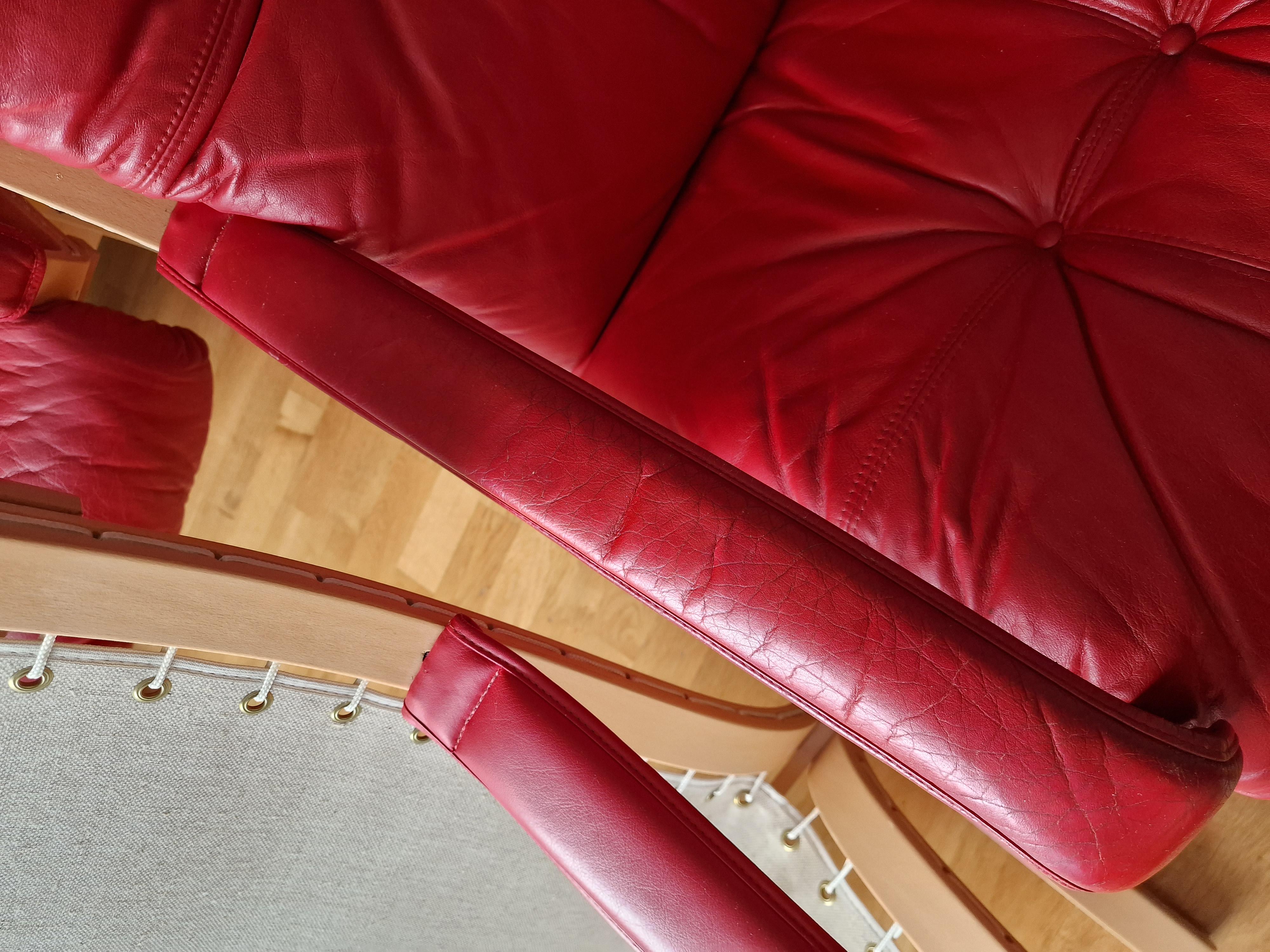 4 Vintage Original Siesta Leather Chairs by Ingmar Relling For Sale 1