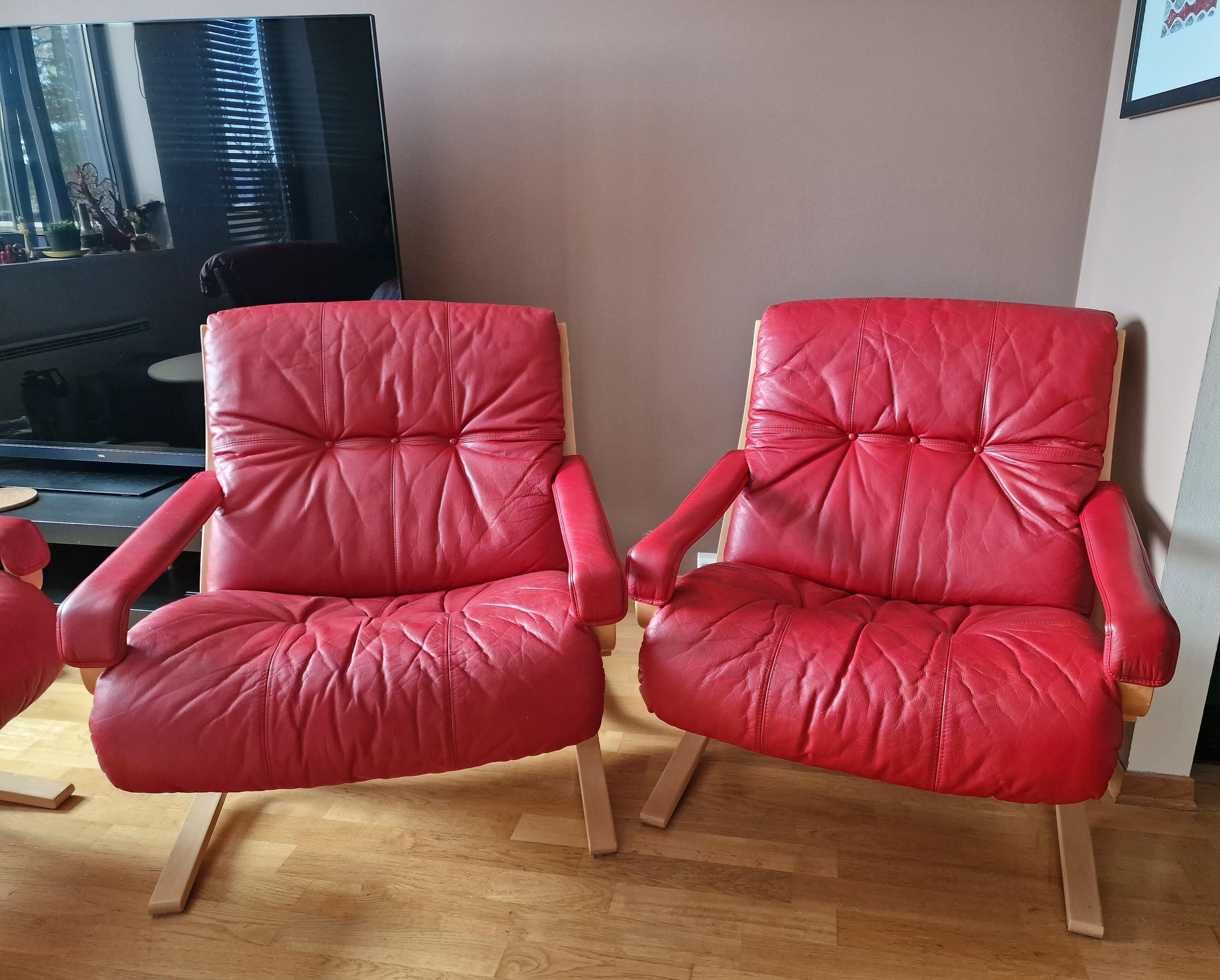  4 Vintage Original Siesta Leather Chairs by Ingmar Relling For Sale 5