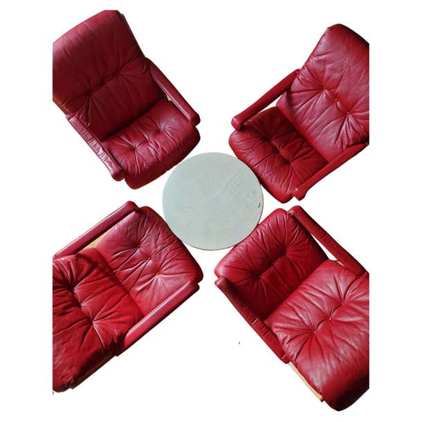 4 Vintage Original Siesta Leather Chairs by Ingmar Relling For Sale at ...