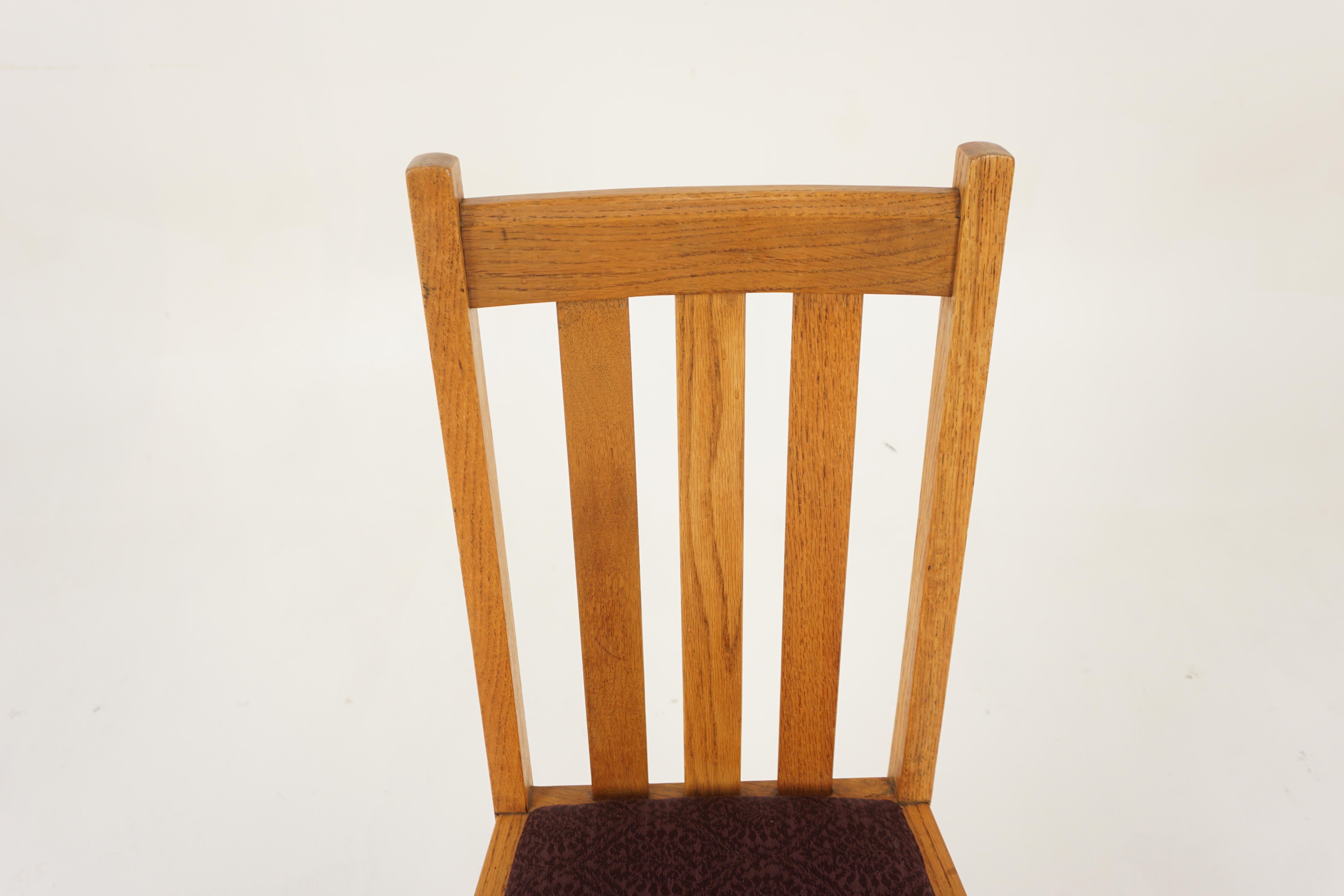 Hand-Crafted 4 Vintage Solid Oak High Back Chairs, Lift Out Seats, Scotland 1920, H1201 For Sale