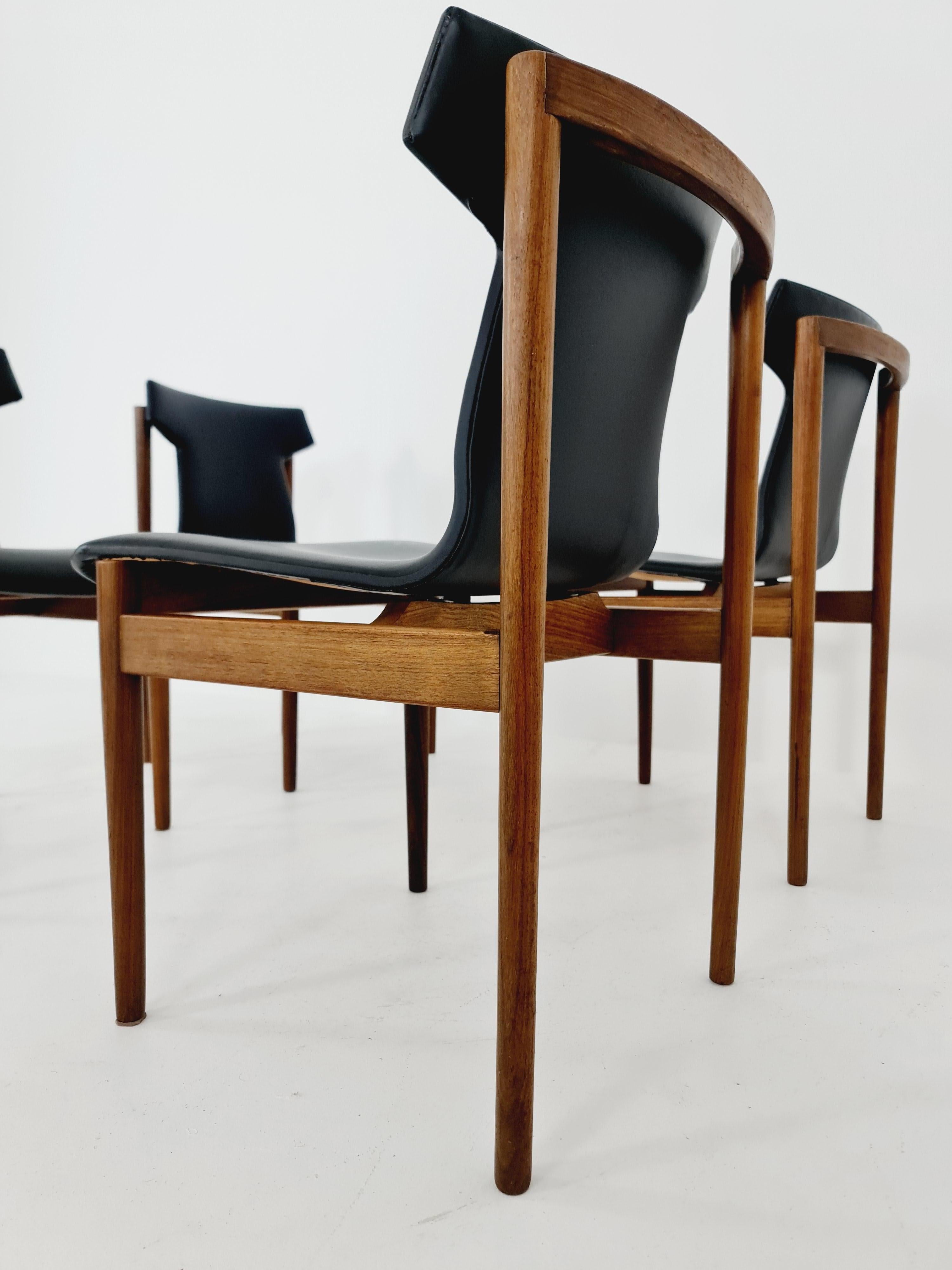 4 chaises vintage en bois de rose massif d'Inger Klingenberg pour Fristho Holland en vente 3