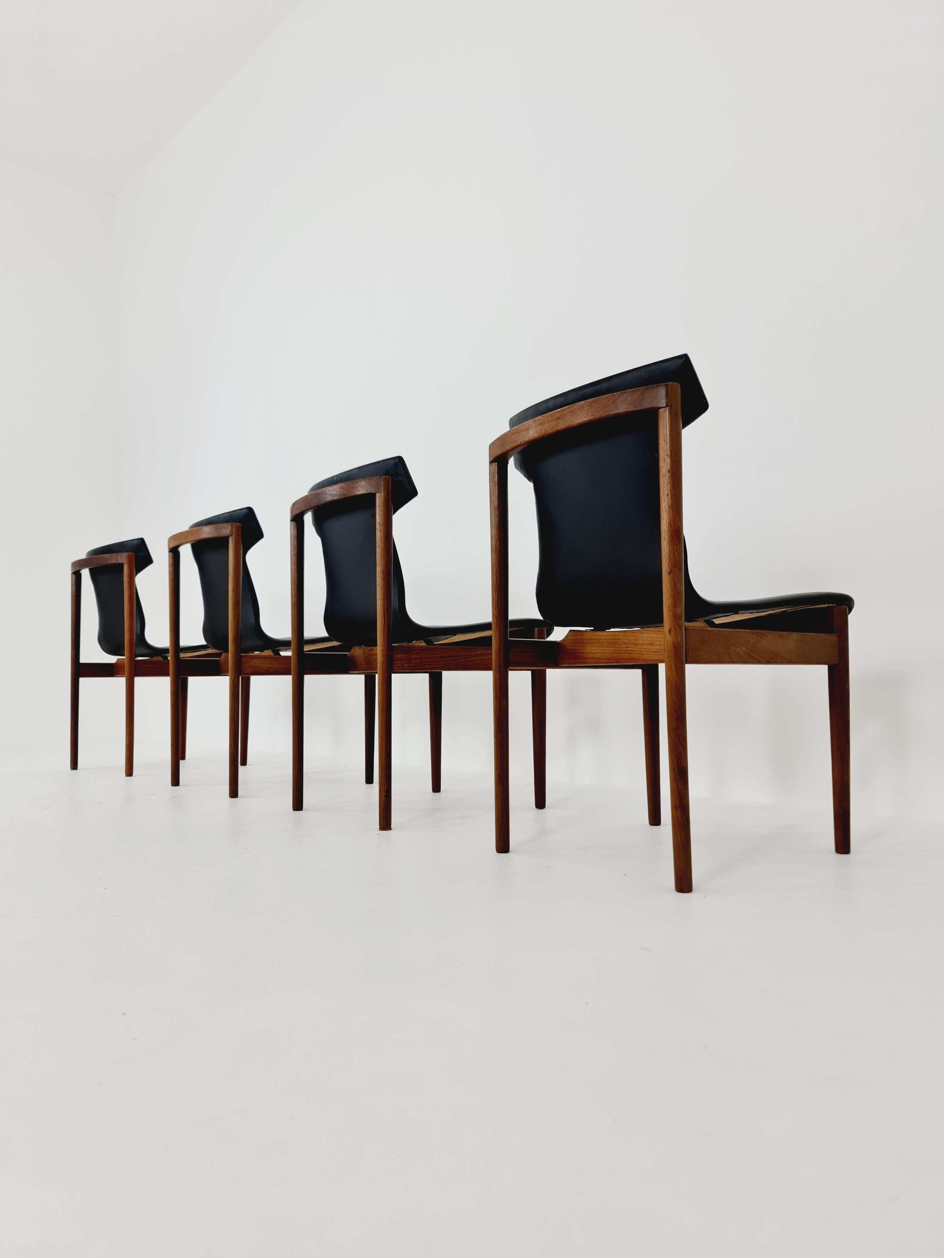 Mid-Century Modern 4 chaises vintage en bois de rose massif d'Inger Klingenberg pour Fristho Holland en vente