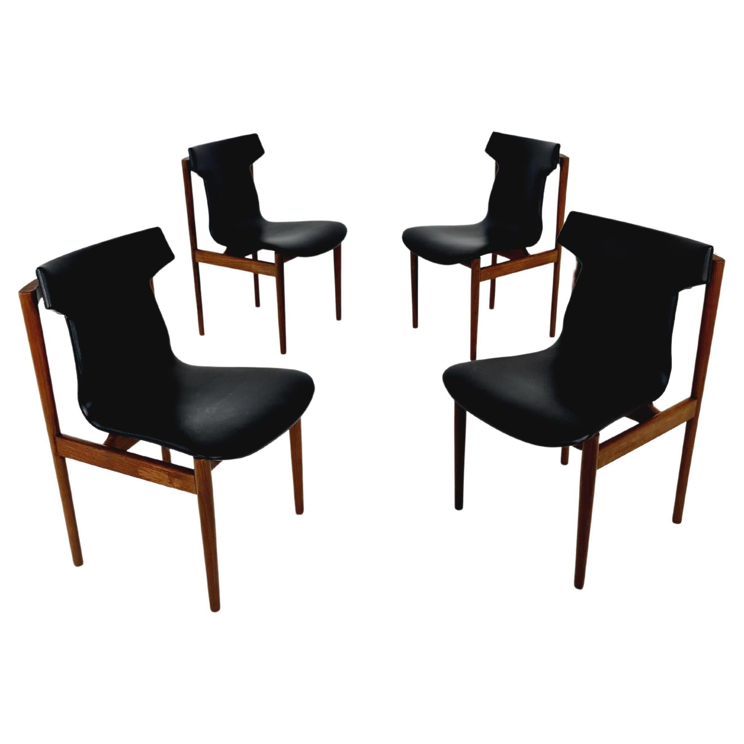 4 Vintage solid Rosewood chairs By Inger Klingenberg for Fristho Holland For Sale