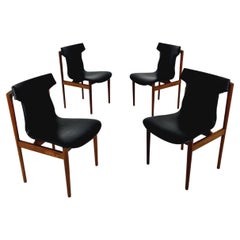 4 Vintage solid Rosewood chairs By Inger Klingenberg for Fristho Holland