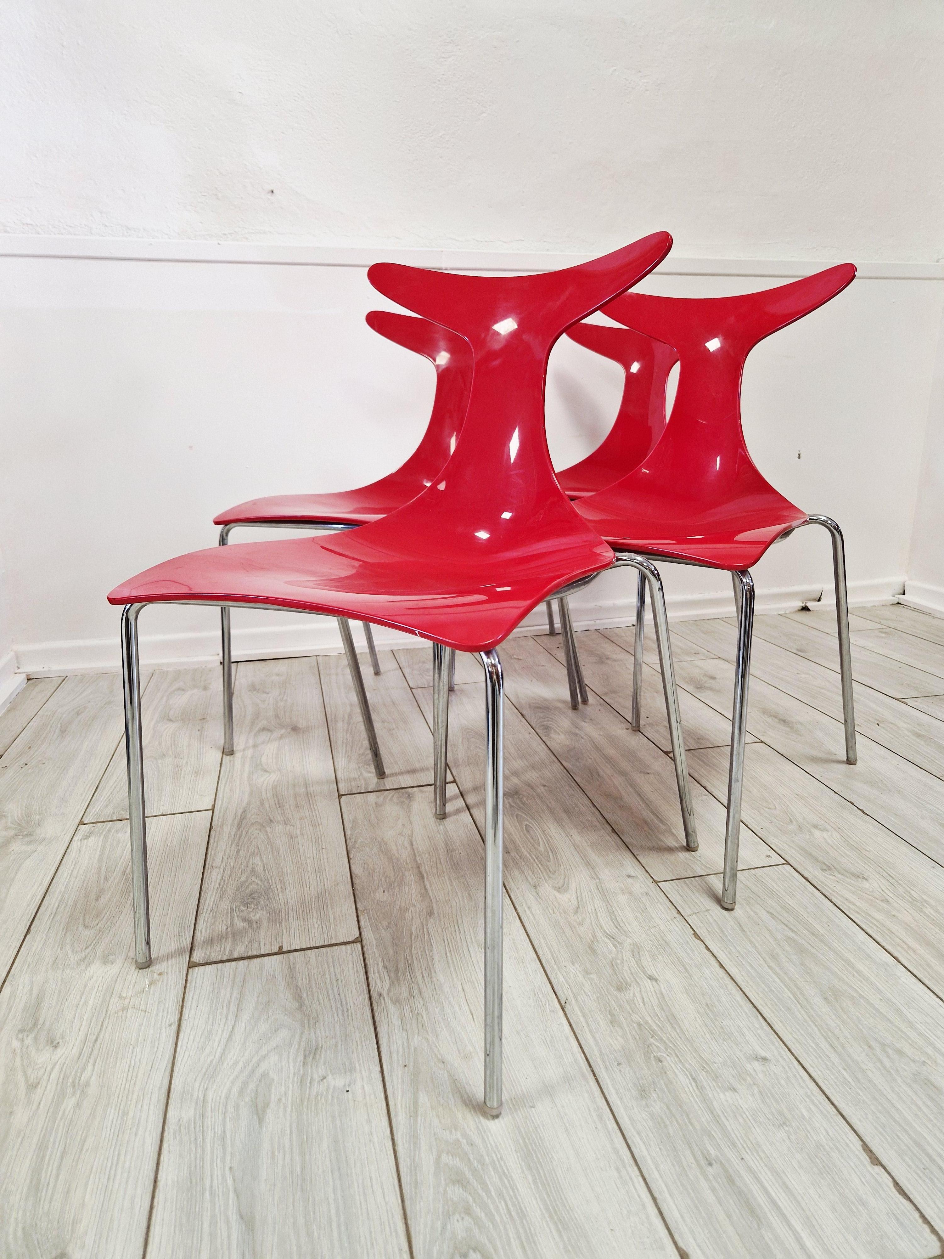 4 Vintage-Stapelstühle Delfy Design Gino Carollo im Zustand „Gut“ im Angebot in Buxton, GB